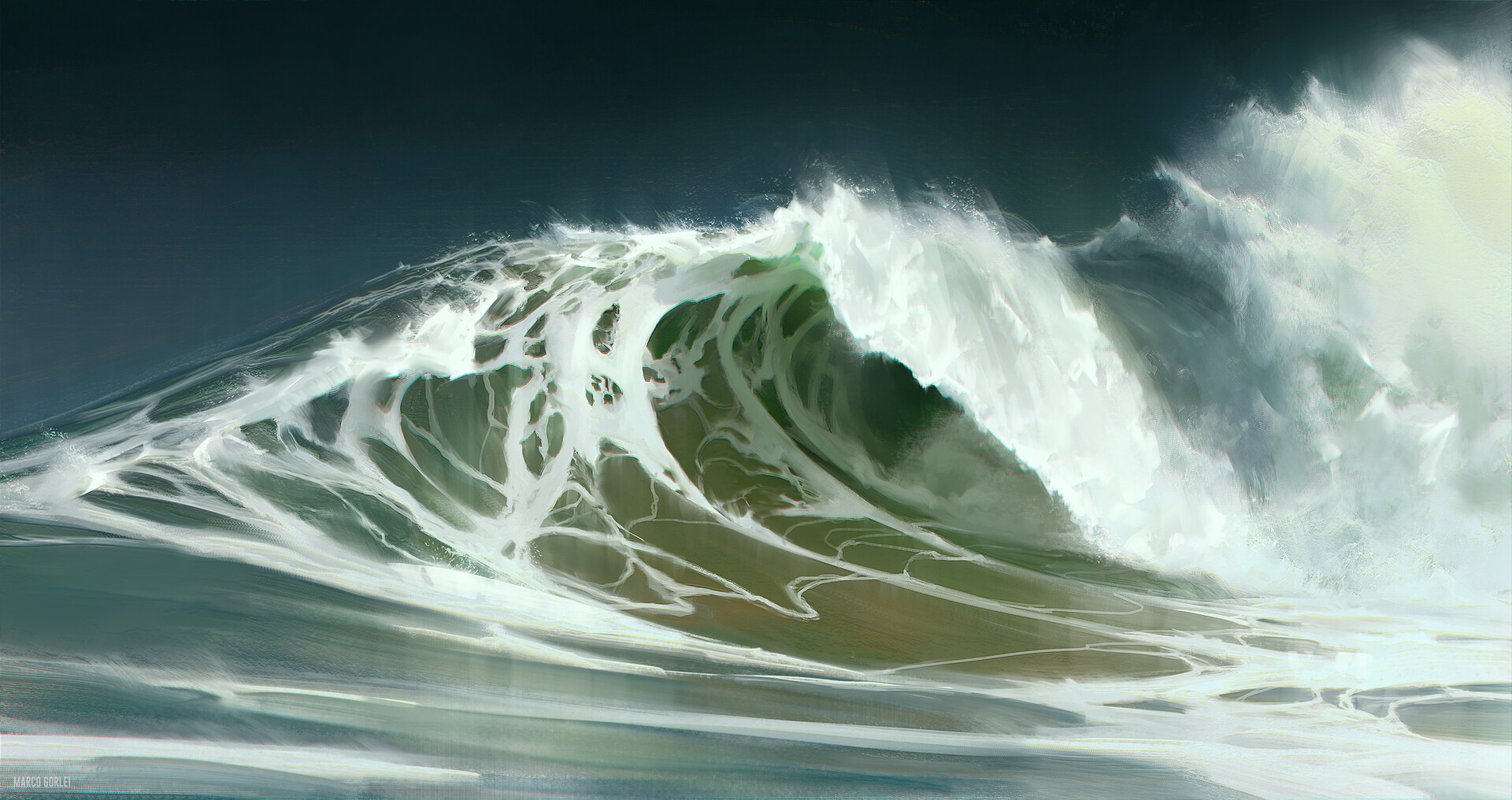 Artwork Digital Art Waves Sea Water 1920x1016