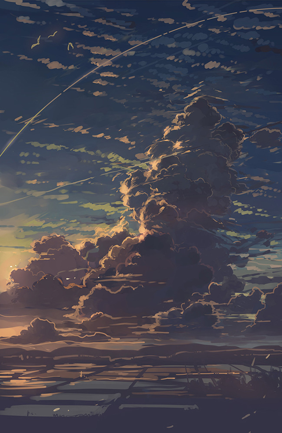 Clouds Farming Air Digital Painting Contrail Warm Blue Sunlight 975x1500