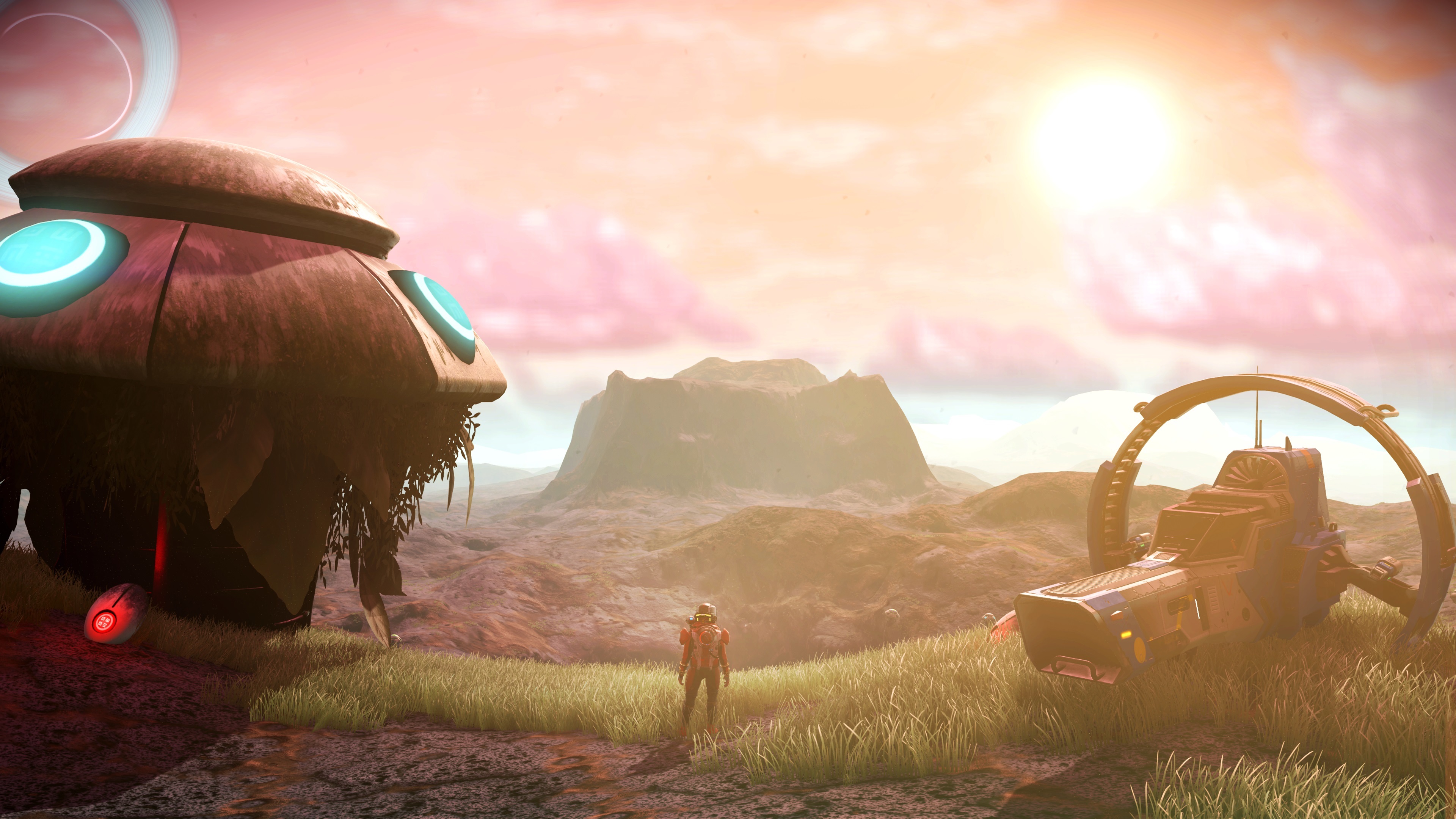 No Mans Sky Science Fiction Spaceship Video Games Planet Landscape Clouds In Game Screen Shot Grass  3840x2160