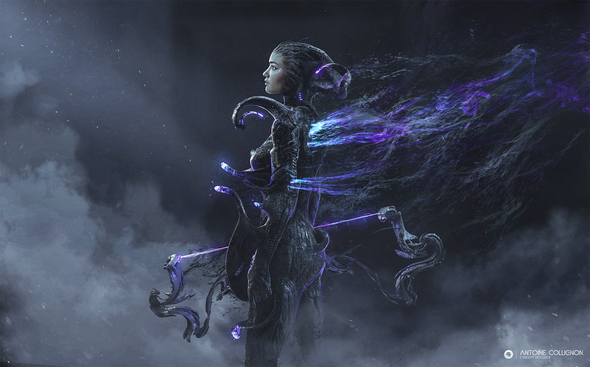 Digital Art Women Hunter Sky Arc Arrows Antoine Collignon Futuristic Fantasy Girl 1900x1182