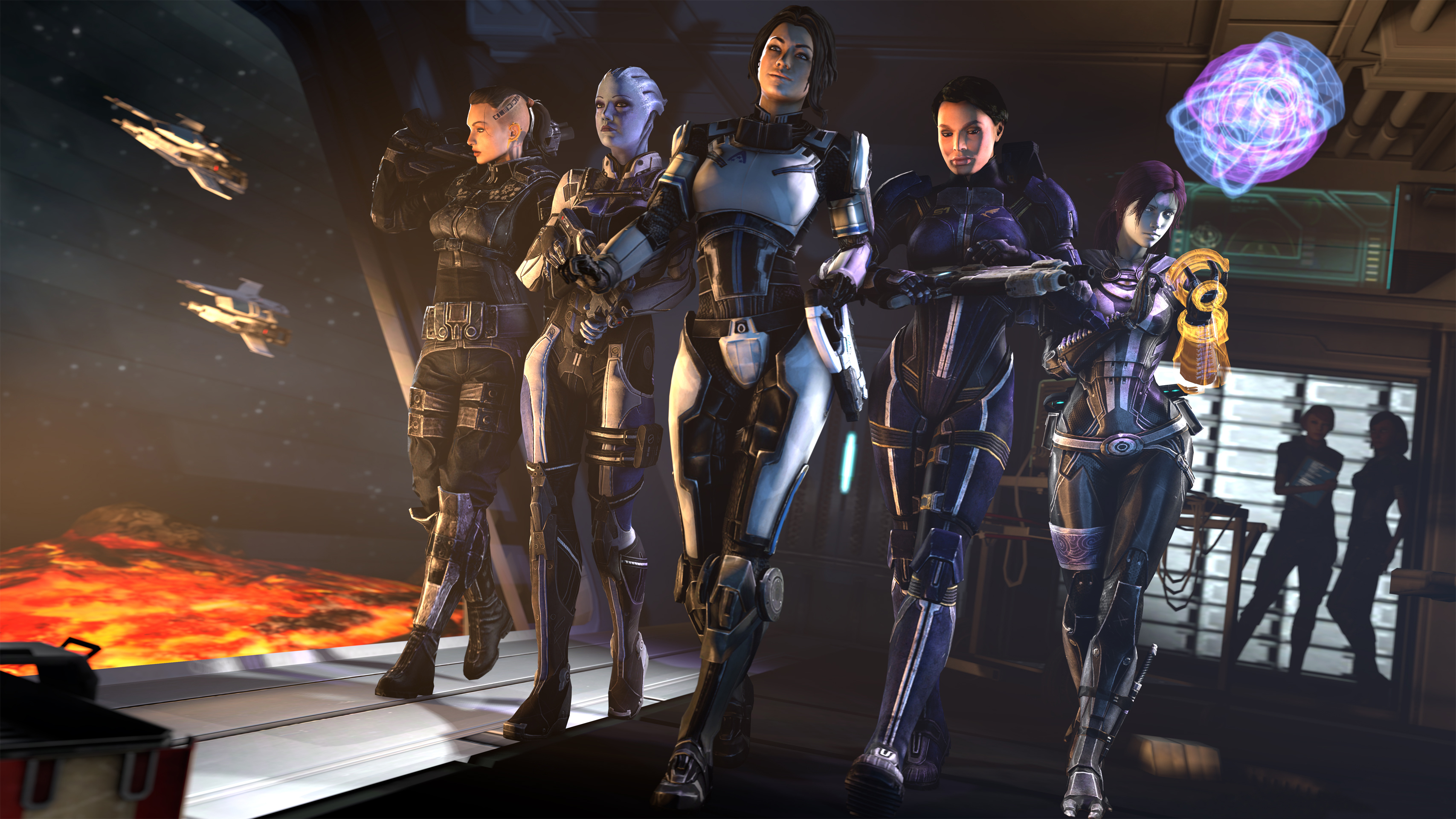 Mass Effect Ashley Williams Liara TSoni TaliZorah Jack Mass Effect Miranda Lawson Woman Warrior 3414x1920
