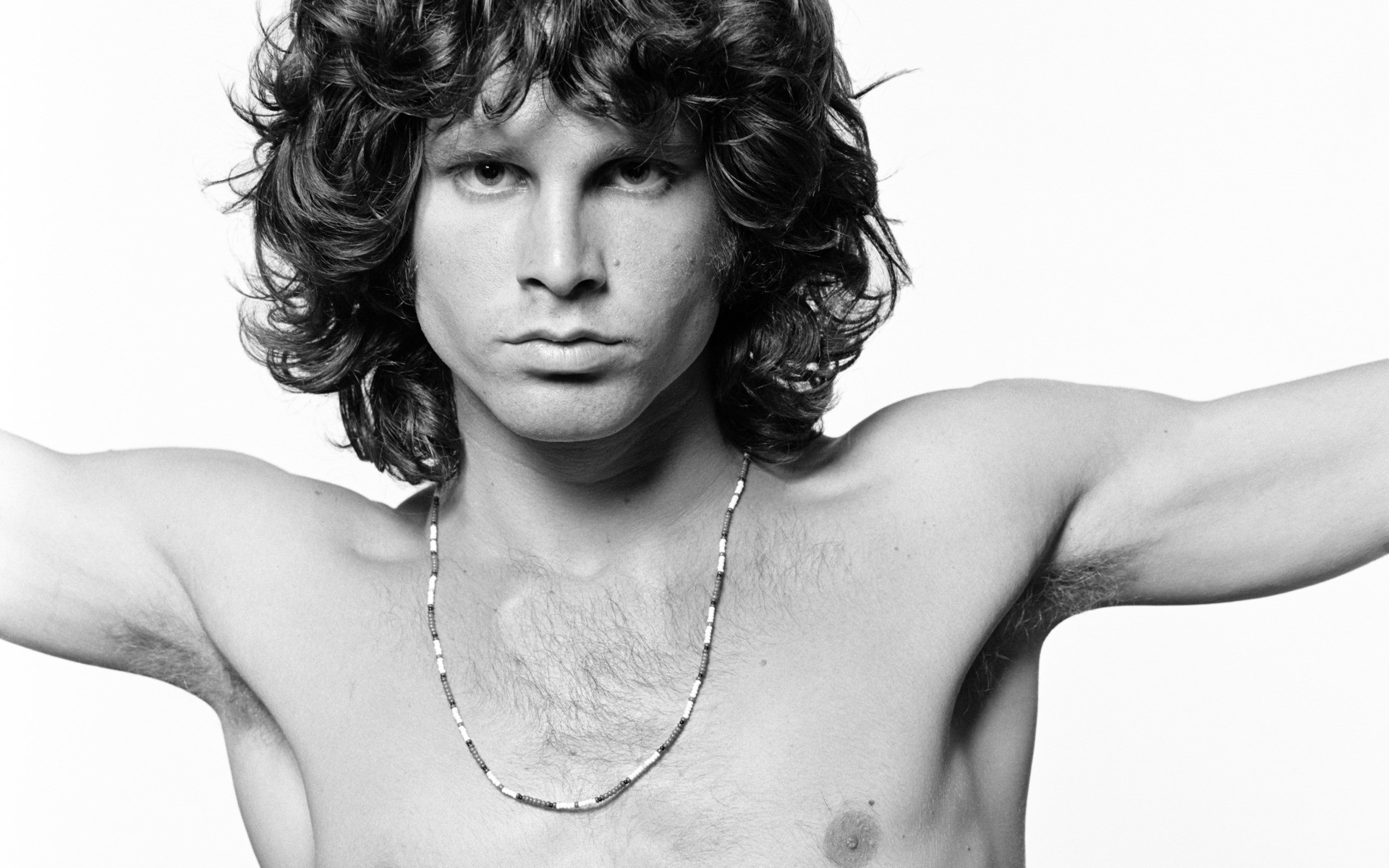 Men Musician Monochrome Singer Shirtless Jim Morrison Looking At Viewer Face White Background Legend 1920x1200