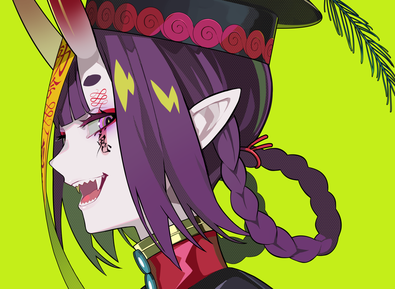 Anime Anime Girls Digital Art Artwork 2D Portrait LAM Colorful Purple Hair Pointy Ears Horns Fantasy 1500x1097