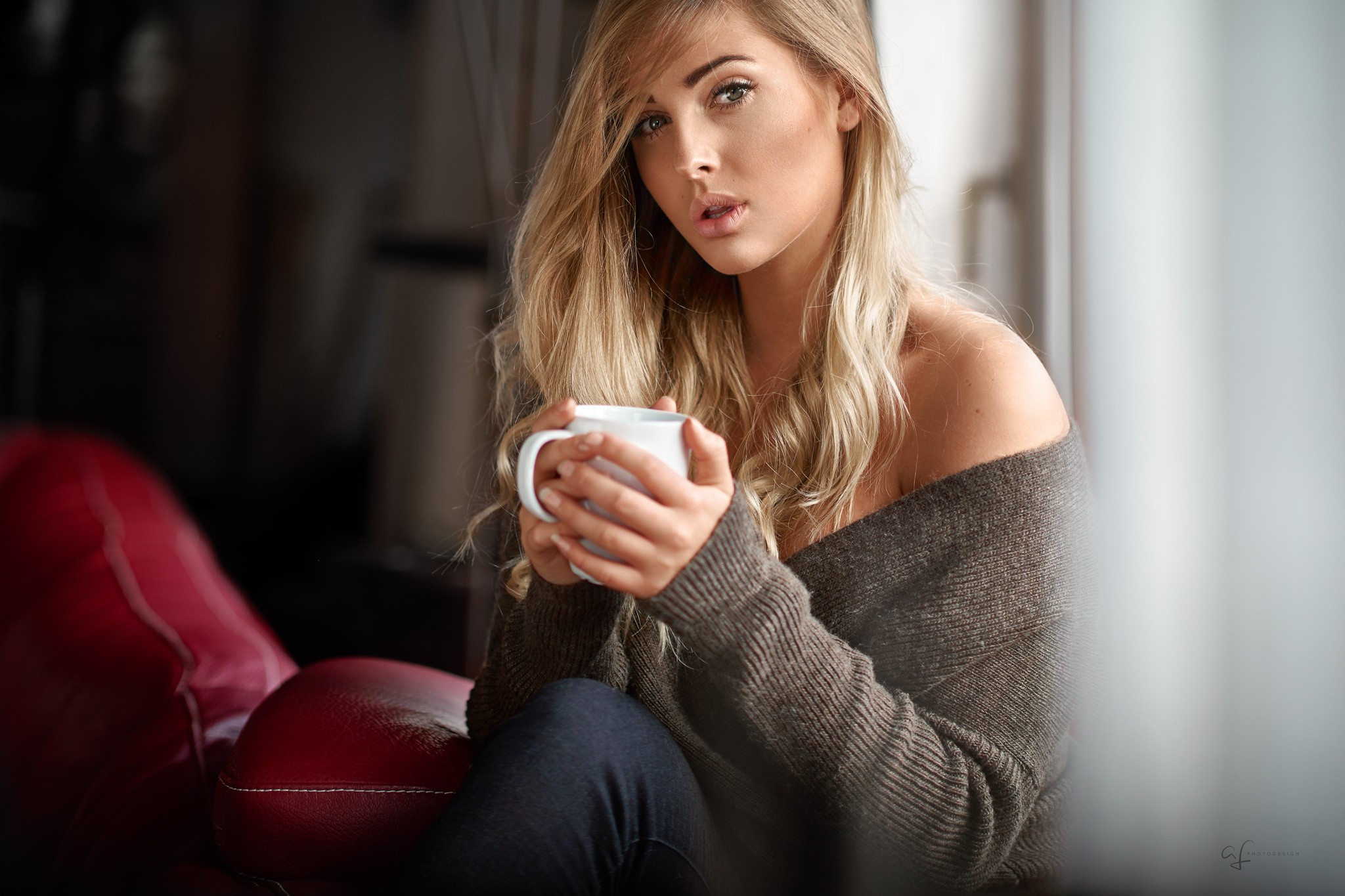 Women Blonde Cup Portrait Alex Fetter 2048x1365