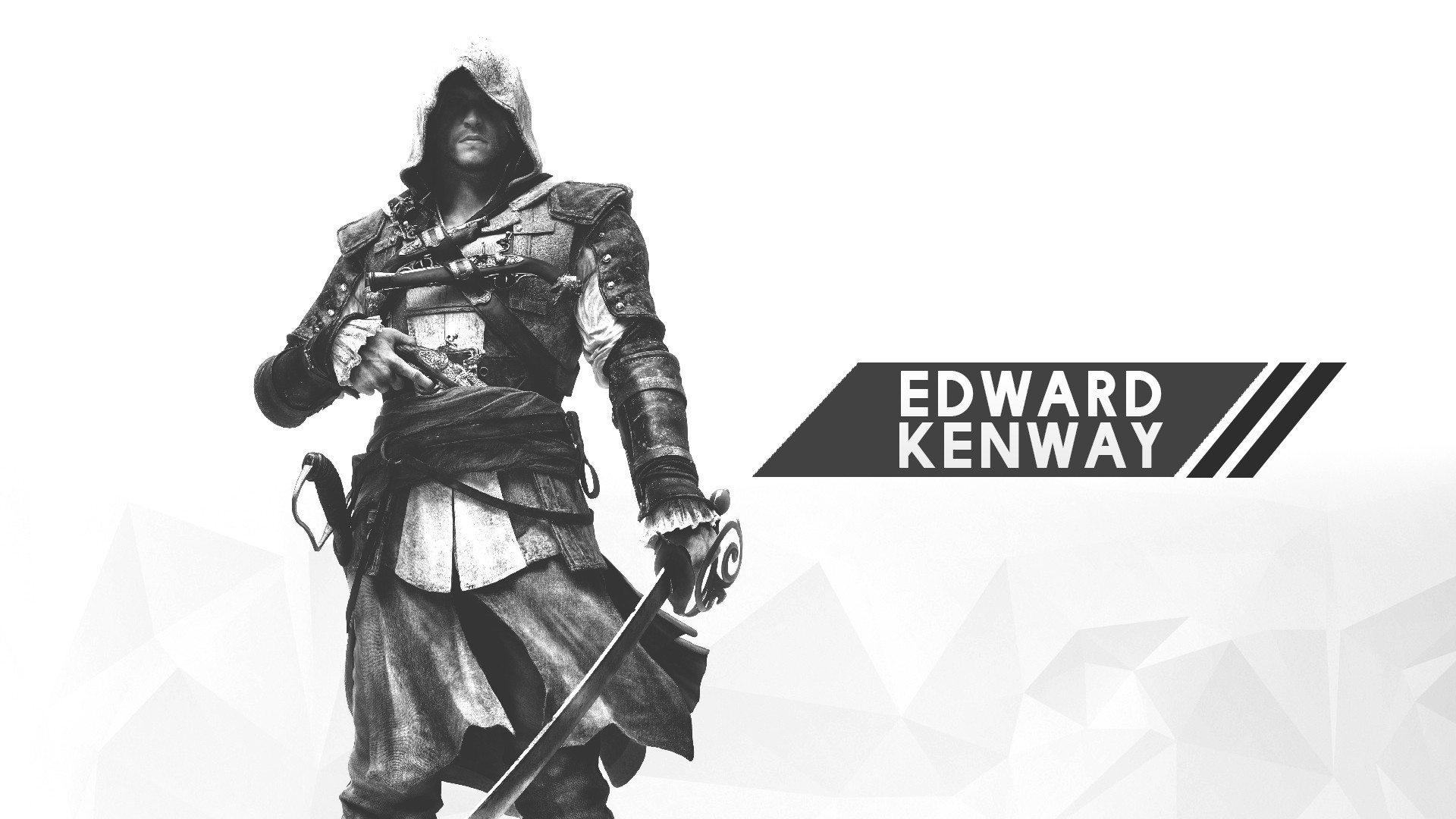 Assassins Creed Digital Art Minimalism White White Background Video Games Edward Kenway Assassins Cr 1920x1080