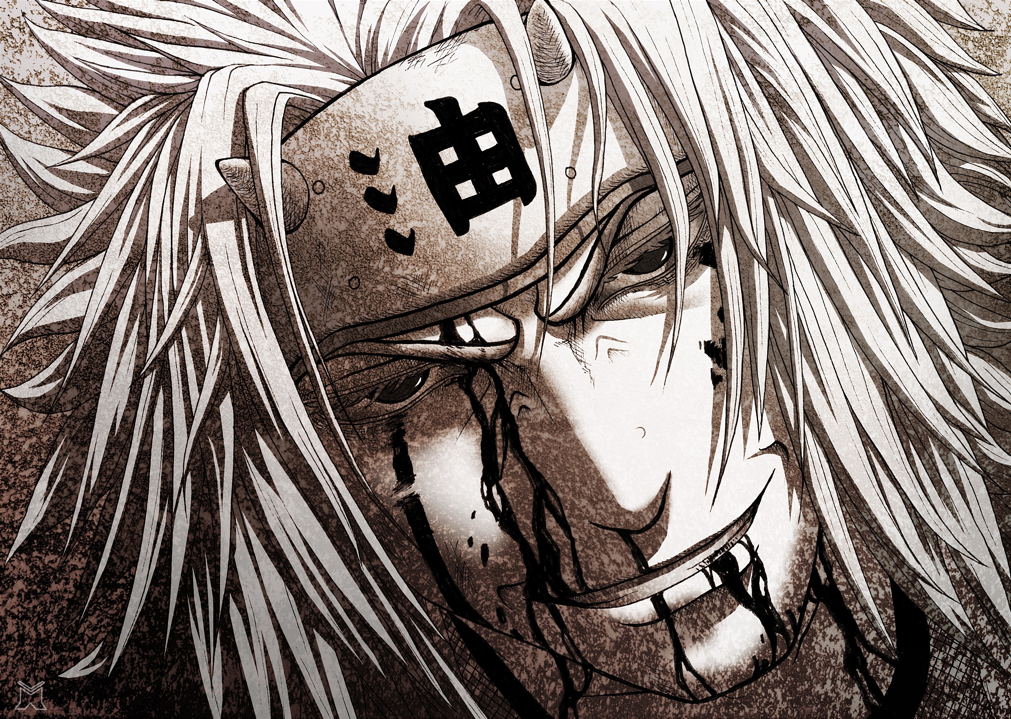 Naruto White Hair Wound Jiraiya Naruto 3334x2371