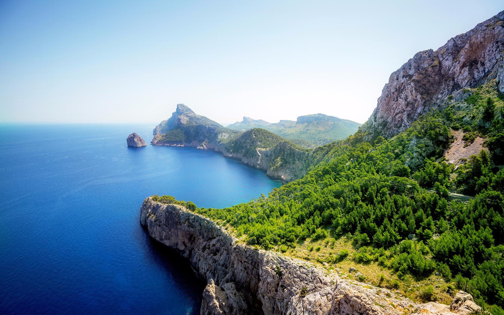 Sky Water Nature Atlantic Ocean Forest Mountains Grass Pine Trees Green Landscape Clouds 1680x1050