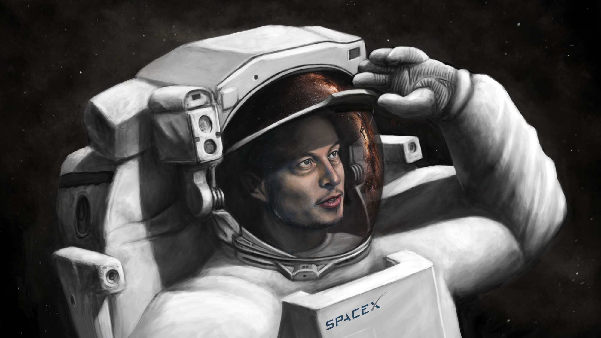 Astronaut Artwork SpaceX Elon Musk 2000x1125