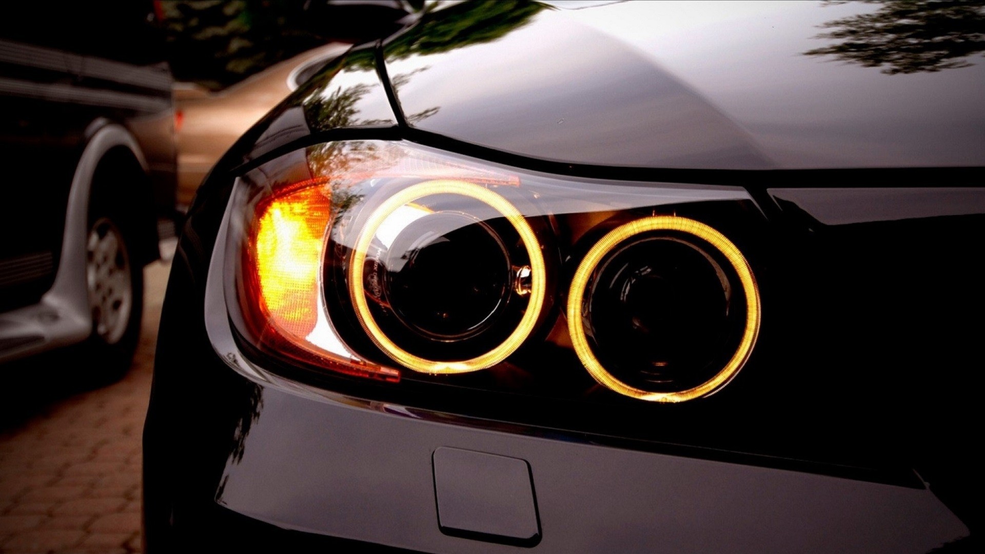 Car Headlights BMW BMW E90 Closeup BMW 3 Series 1920x1080