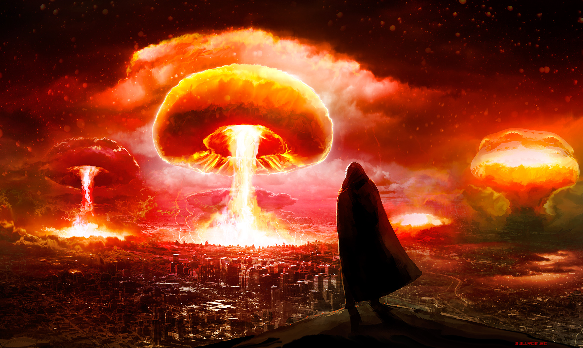 Romantically Apocalyptic Drawing Nuclear Nuclear Cloud Apocalyptic Fire City Hoods Cape Explosion Ni 1920x1148