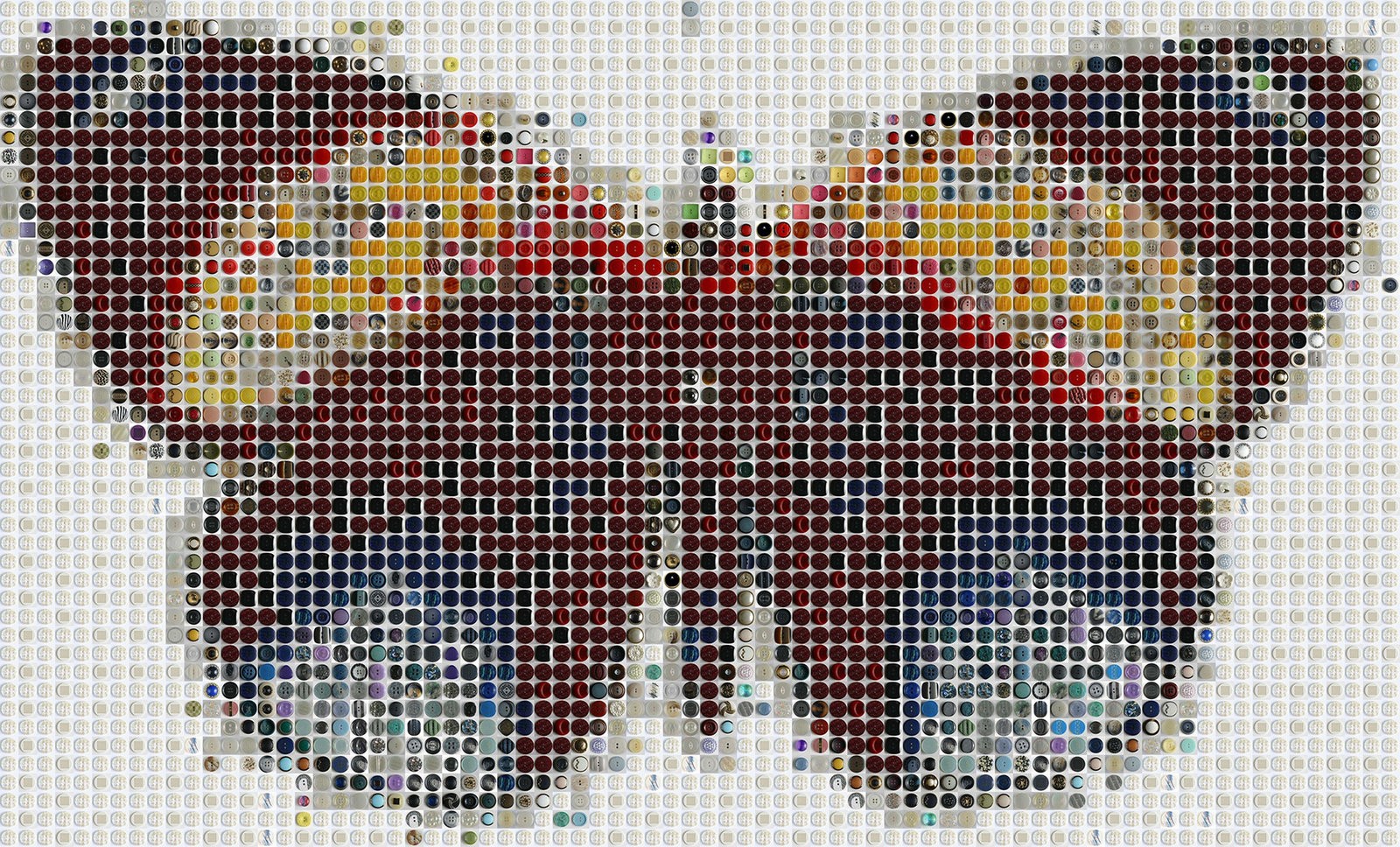 Artwork Mosaic Butterfly Buttons White Background Colorful Wings Insect 1600x968