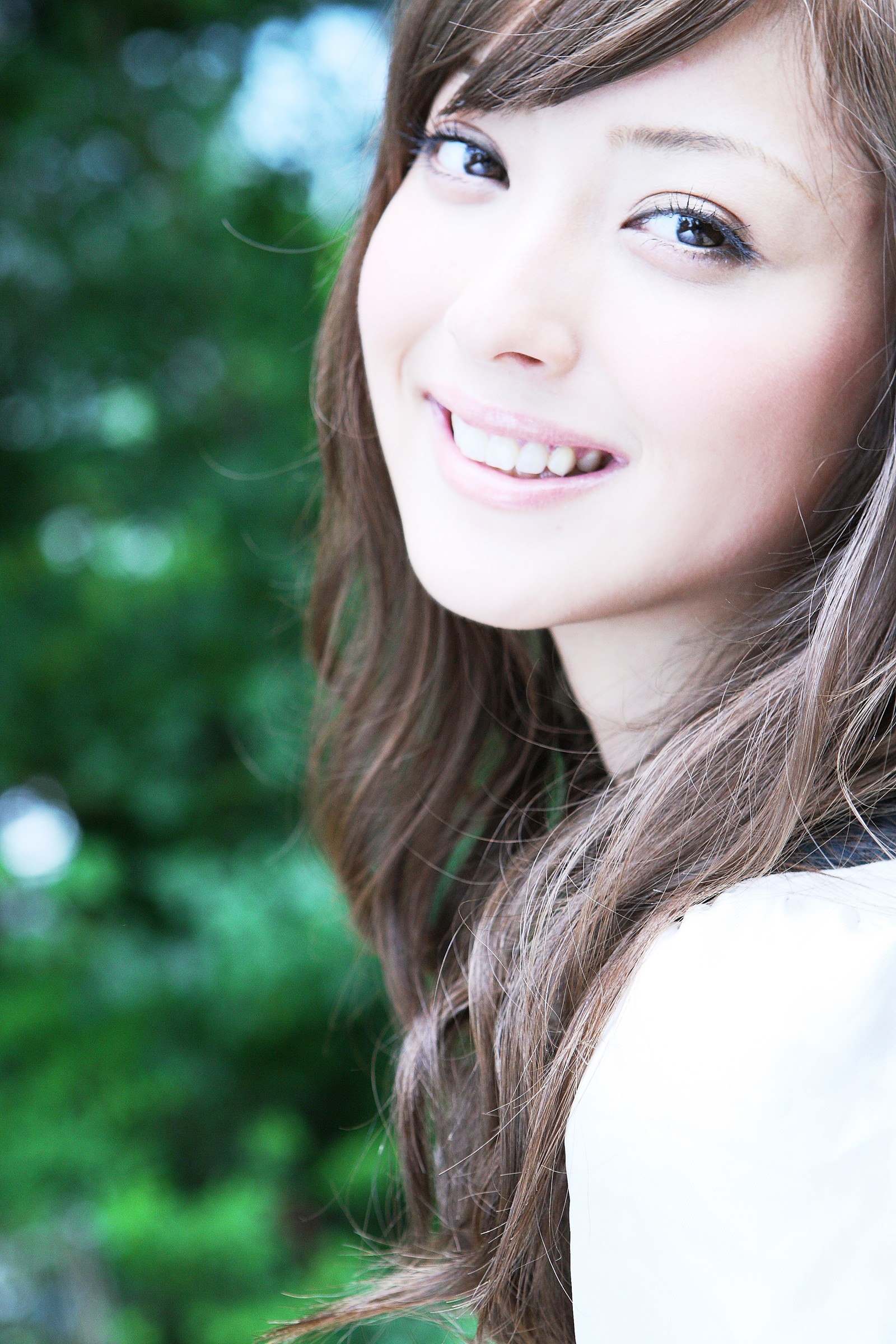 Sasaki Nozomi Model Asian Japanese Women Smiling Bright Brown Eyes Brunette Portrait Looking At View 1600x2400