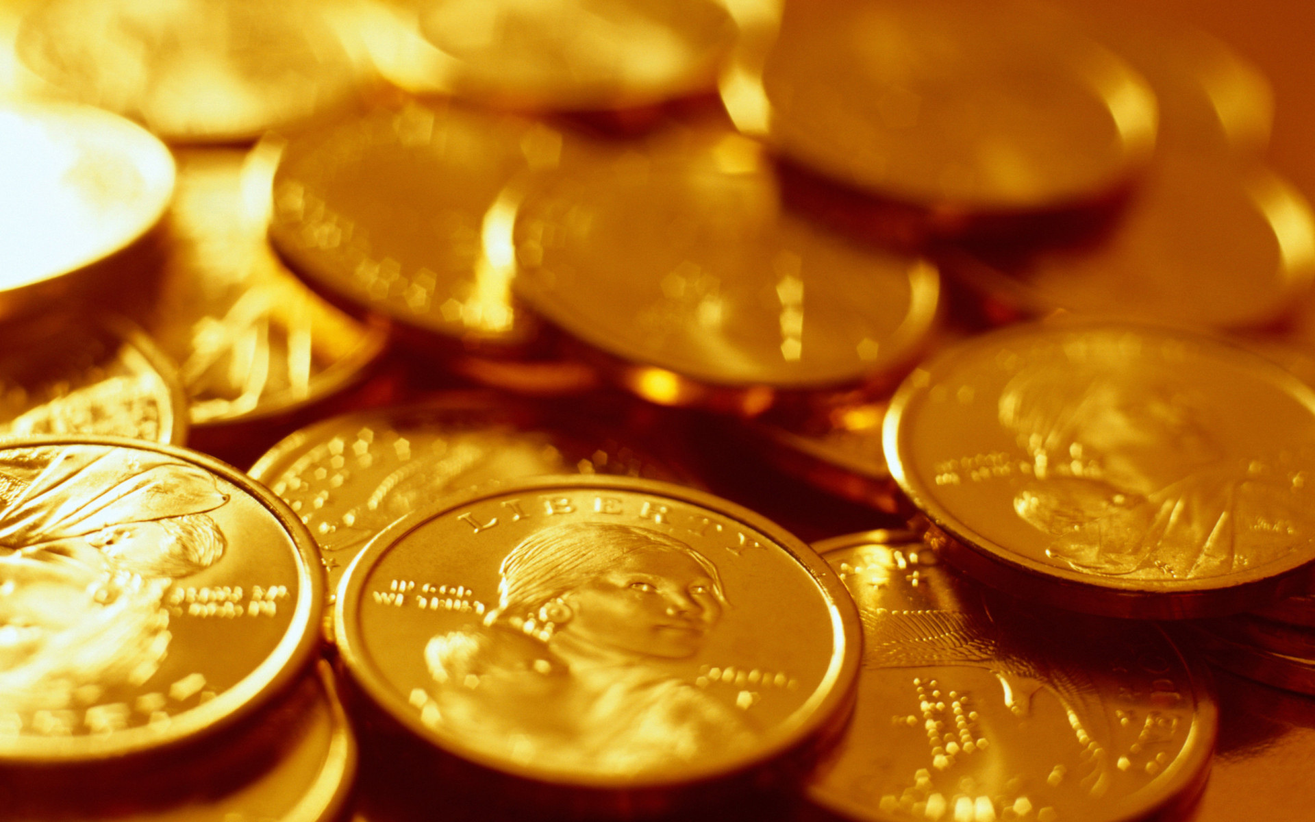 Coins Gold Macro Bokeh Wealth Money 1920x1200