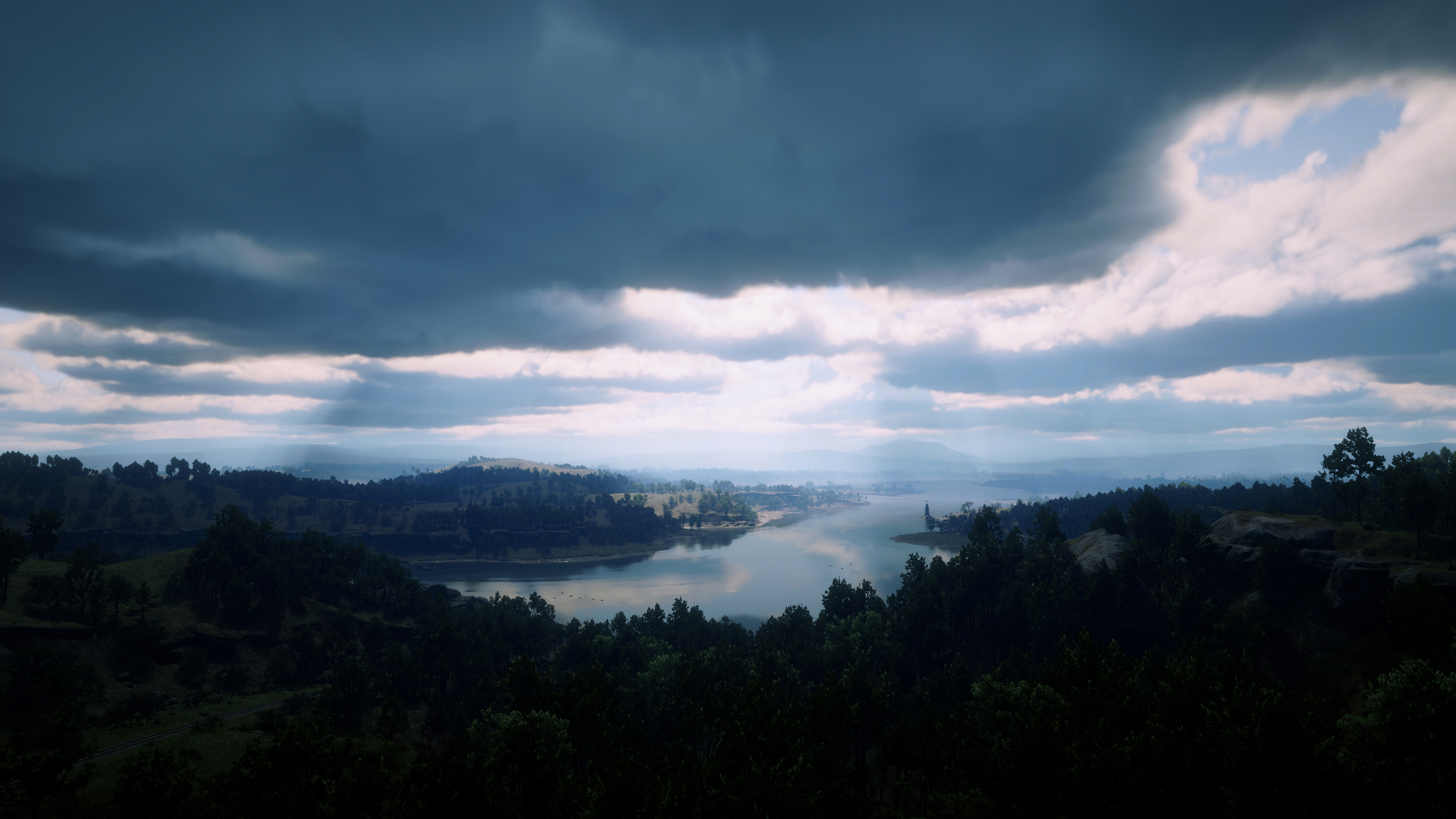 Red Dead Redemption 2 PC Gaming Video Games Landscape Nature Overcast Flood 2560x1440