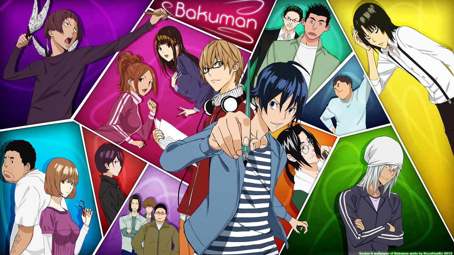 Bakuman Moritaka Mashiro Takagi Akito Niizuma Eiji Ko Aoki Kaya Miyoshi Miho Azuki Anime 1920x1080