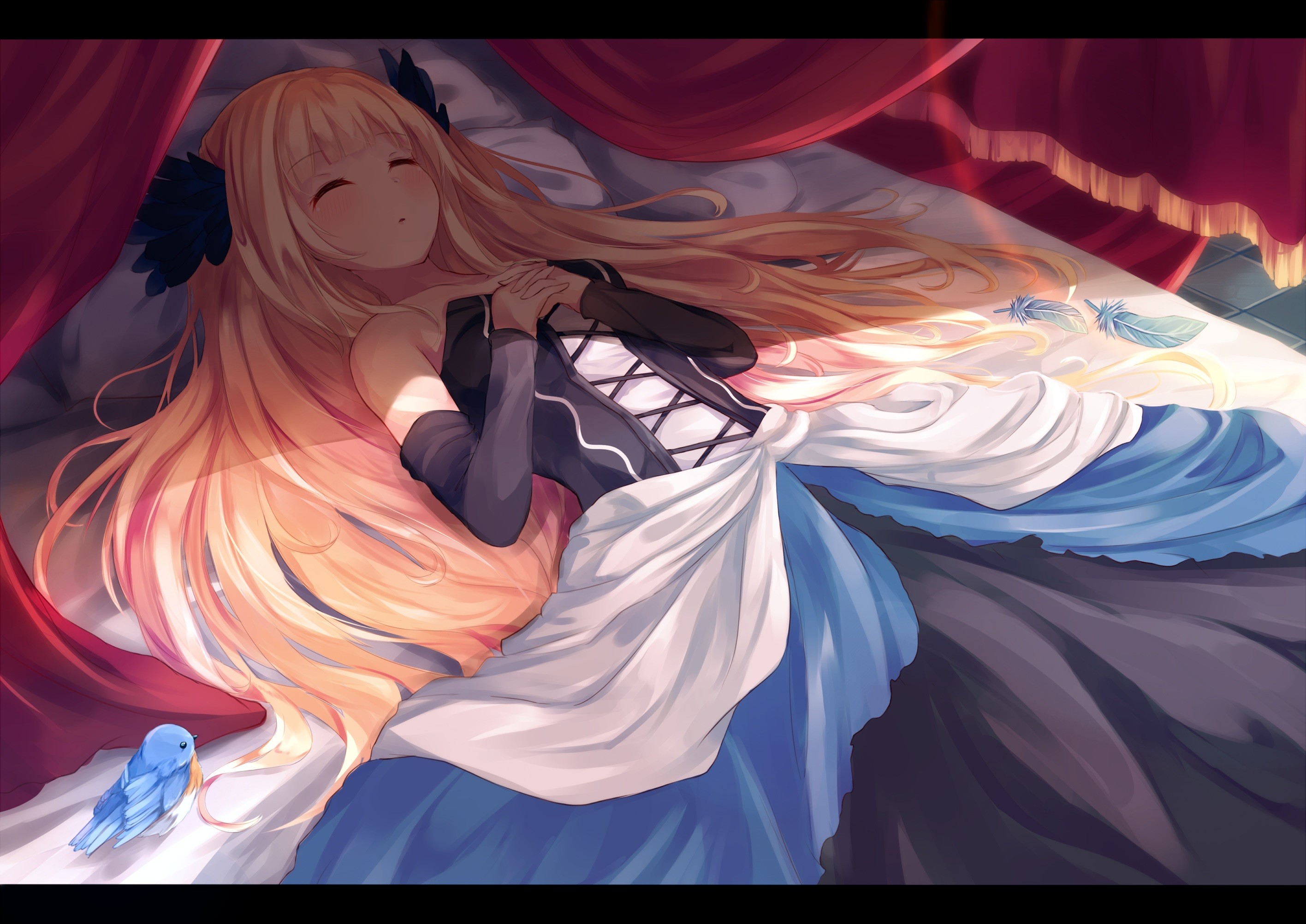 Anime Anime Girls Odin Sphere Gwendolyn Blonde Dress Long Hair Closed Eyes 2832x2005