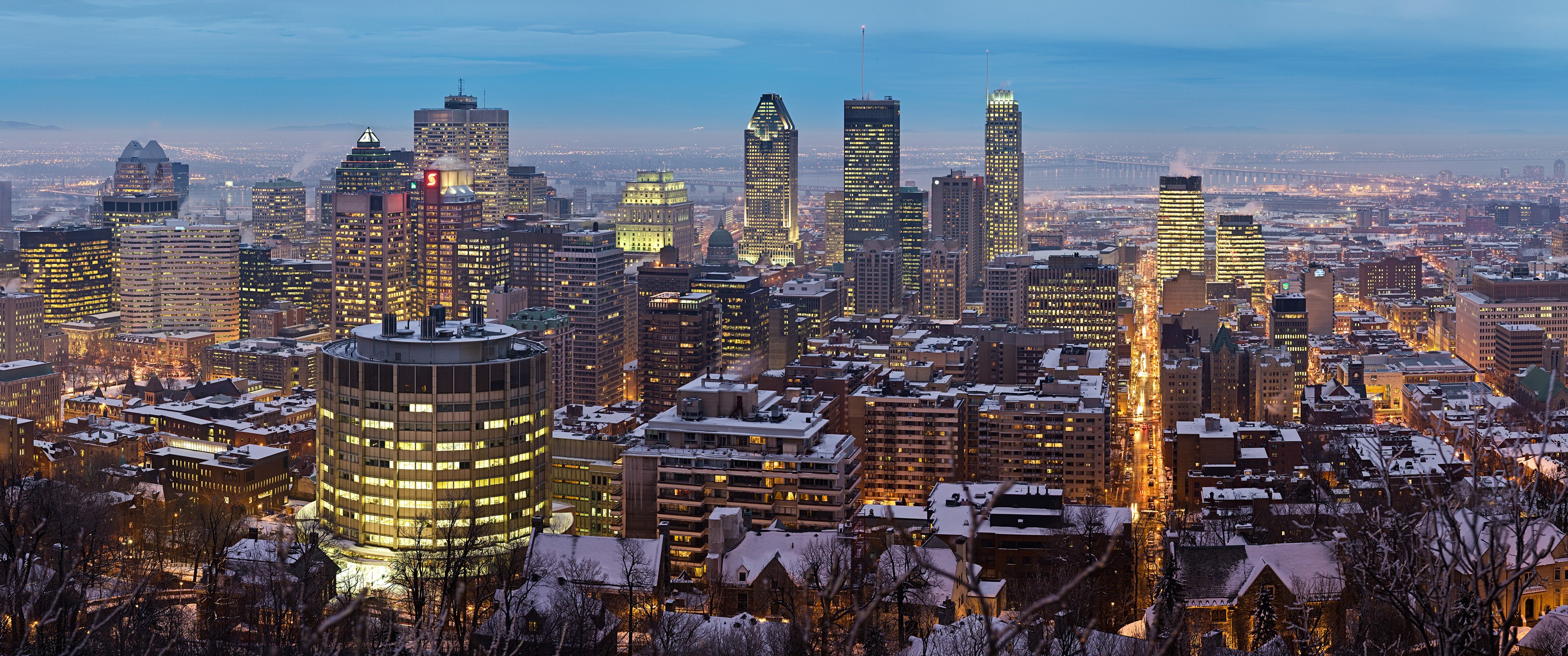 Montreal City Cityscape Winter 3440x1440