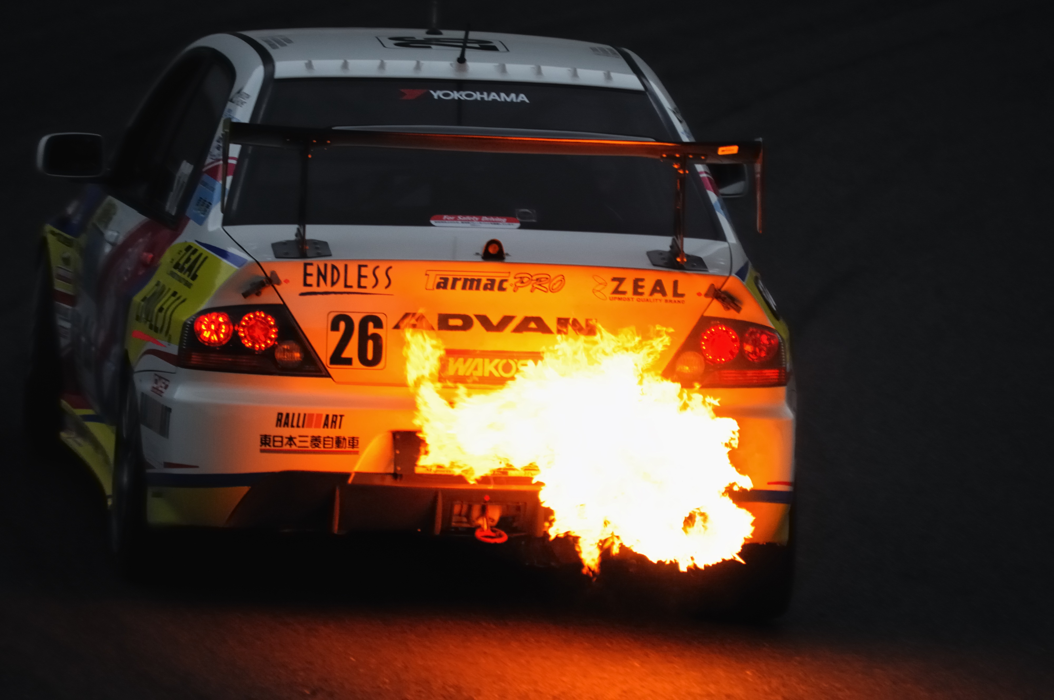 Car Race Cars Mitsubishi Lancer Evolution Viii Fire Backfire 4000x2657