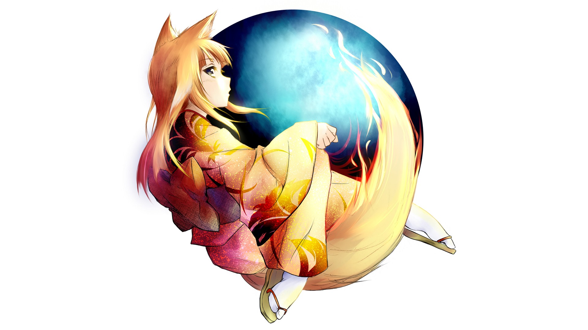 Mozilla Firefox Fox Girl Kimono 1920x1080