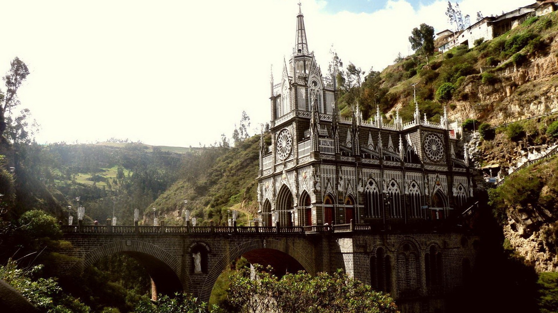 Mountains Cathedral Church Architecture Colombia Colombian Bridge 1920x1080
