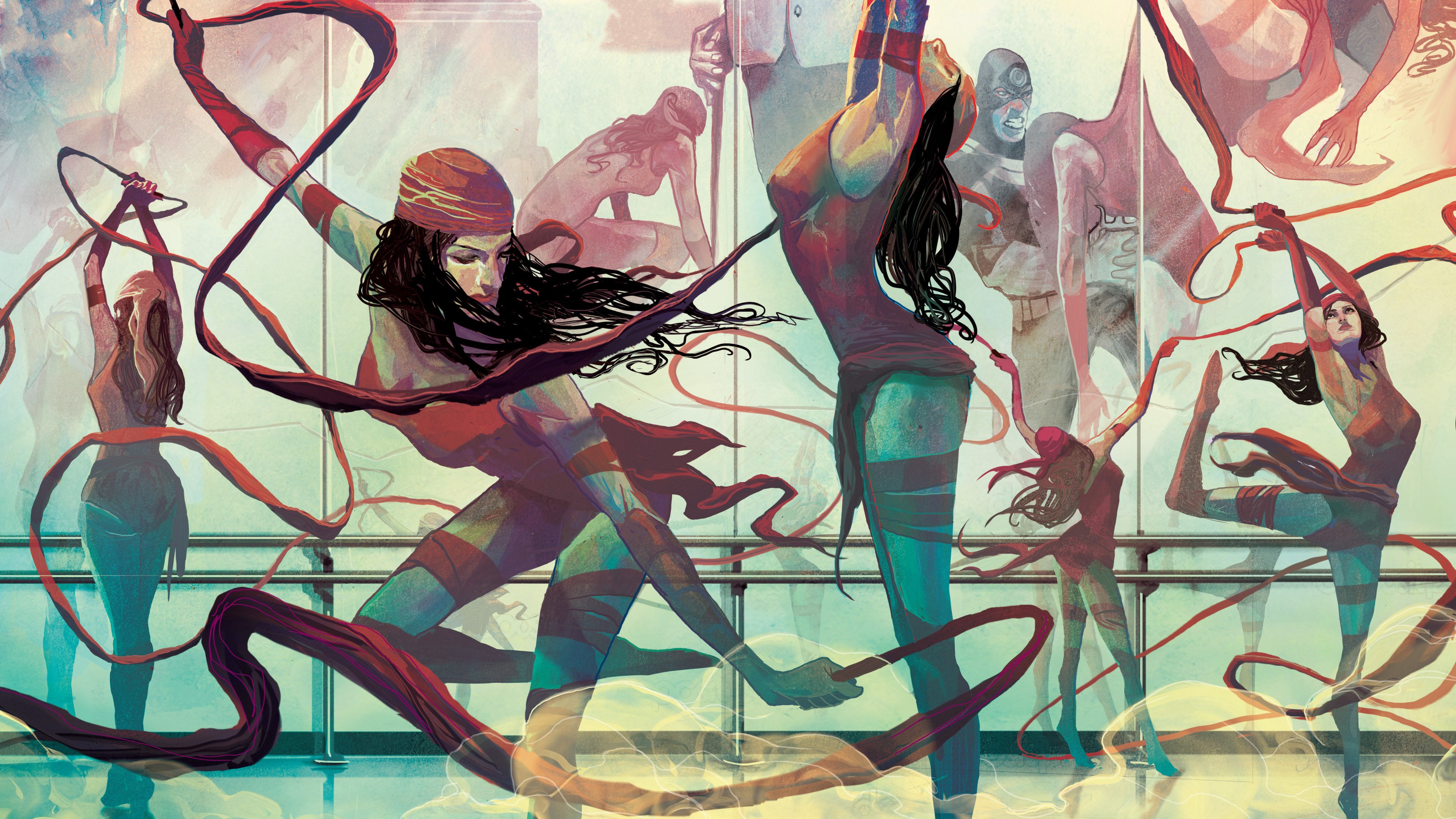 Dancing Colorful Elektra Artwork Women Dancer Comics 3840x2160