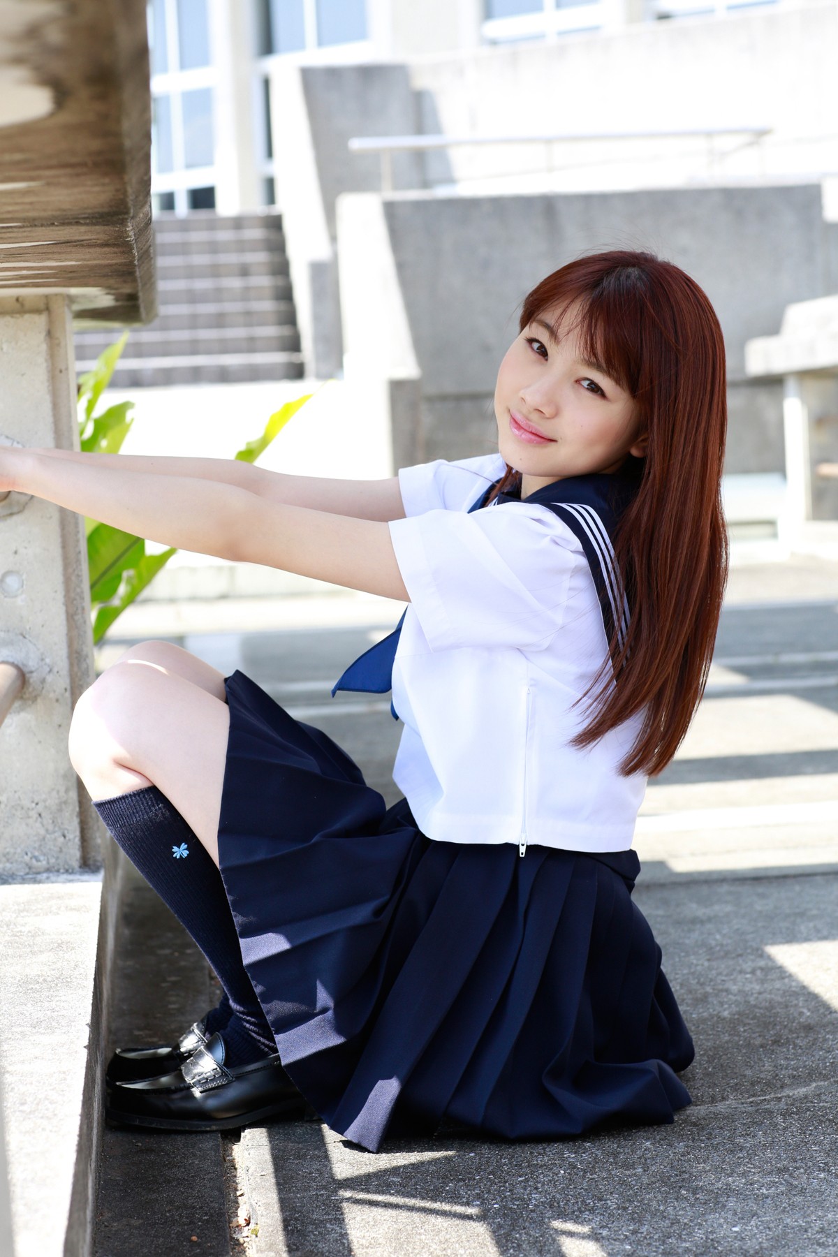 Morning Musume Asian J Pop Women Redhead Auburn Hair Brown Eyes Smiling Looking At Viewer School Uni 1200x1800