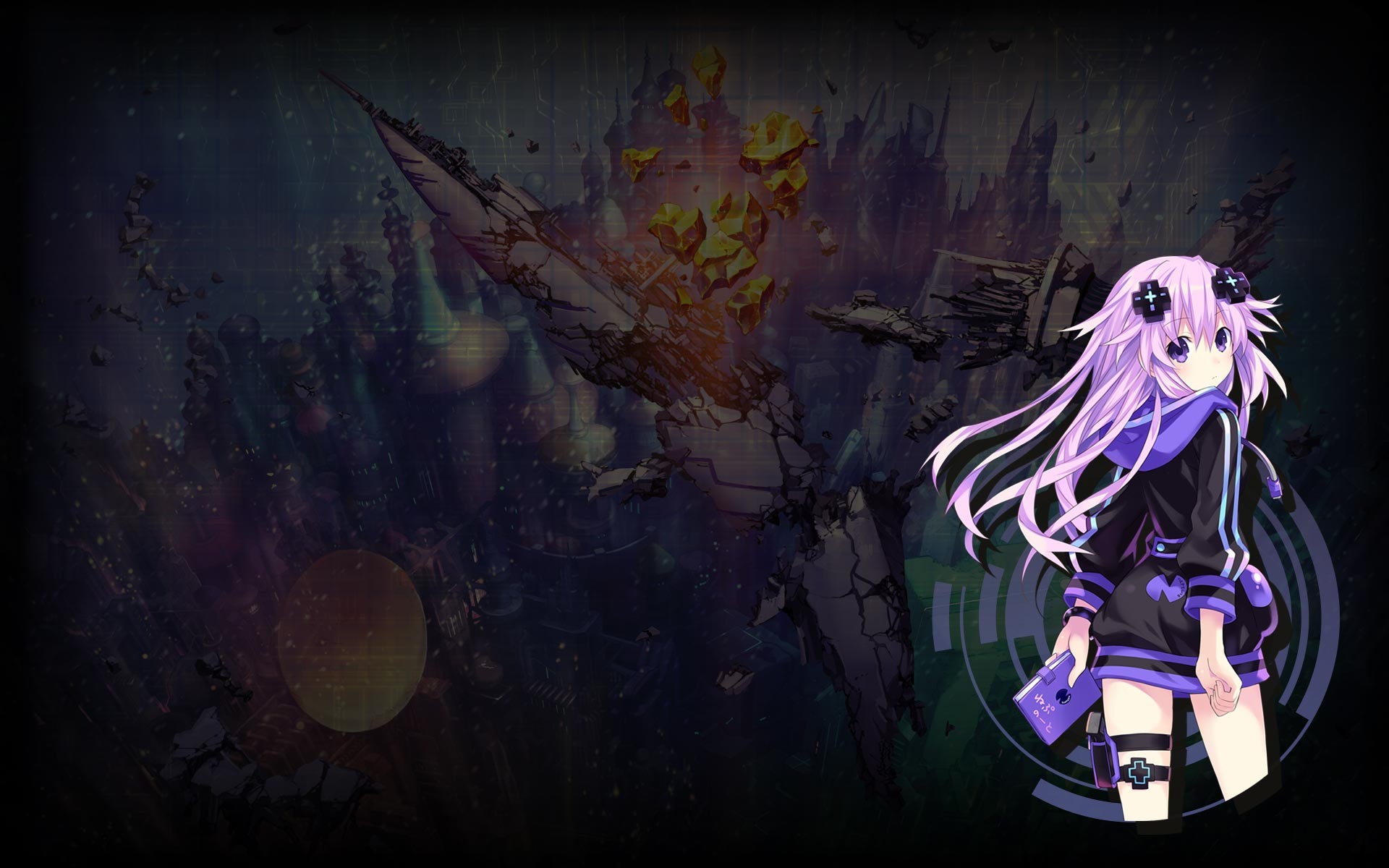 Hyperdimension Neptunia Purple Heart Pink Hair Long Hair Hair Ornament Purple Eyes 1920x1200