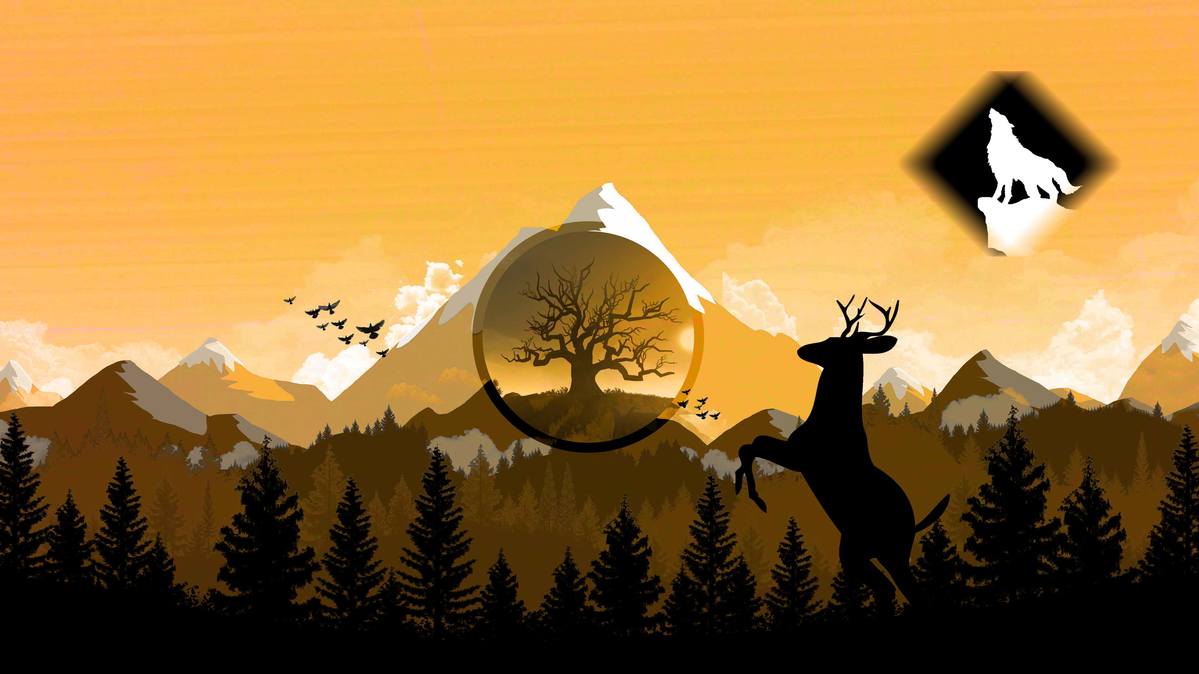 Scenic Firewatch Polyscape Shapes 3840x2160