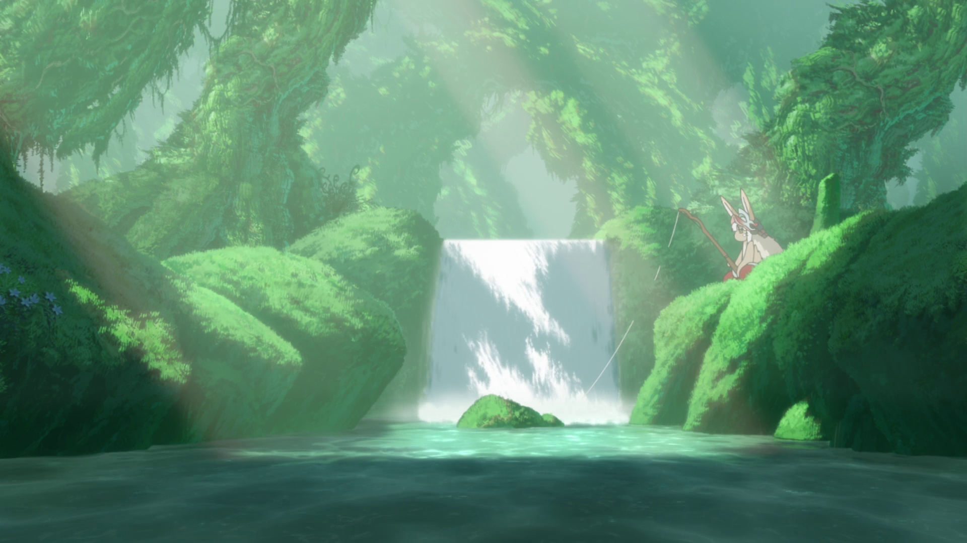 Nanachi Made In Abyss Environment River Waterfall Made In Abyss Fishing Rod Anime 1920x1080