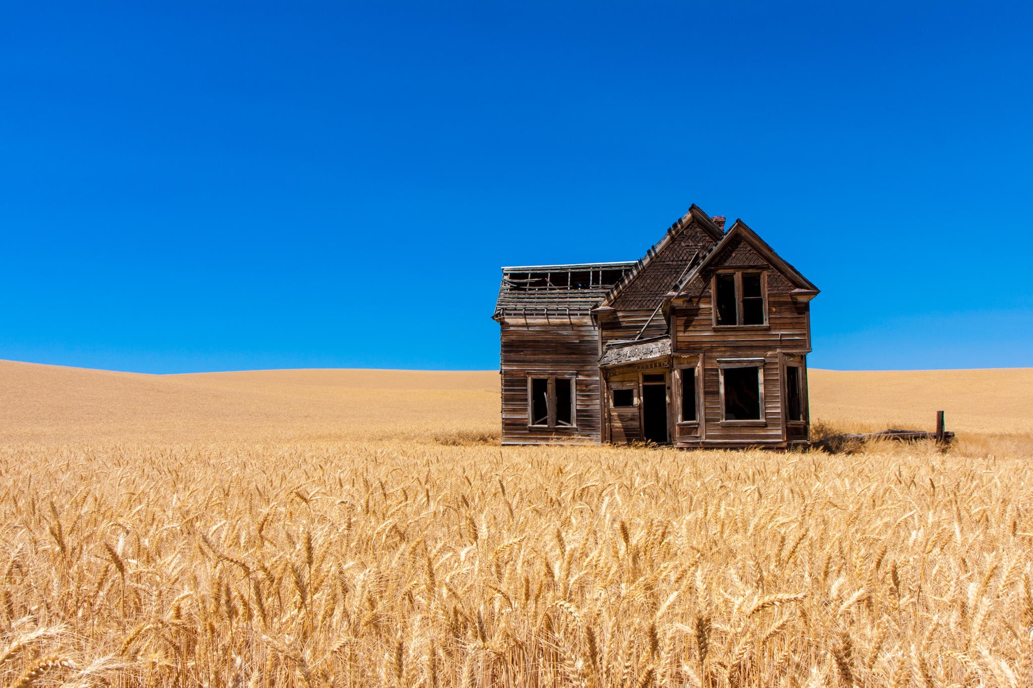 Nature Landscape Wheat Plants Photo Manipulation Photography Old Building Abandoned House Sky Sky Bl 2048x1365