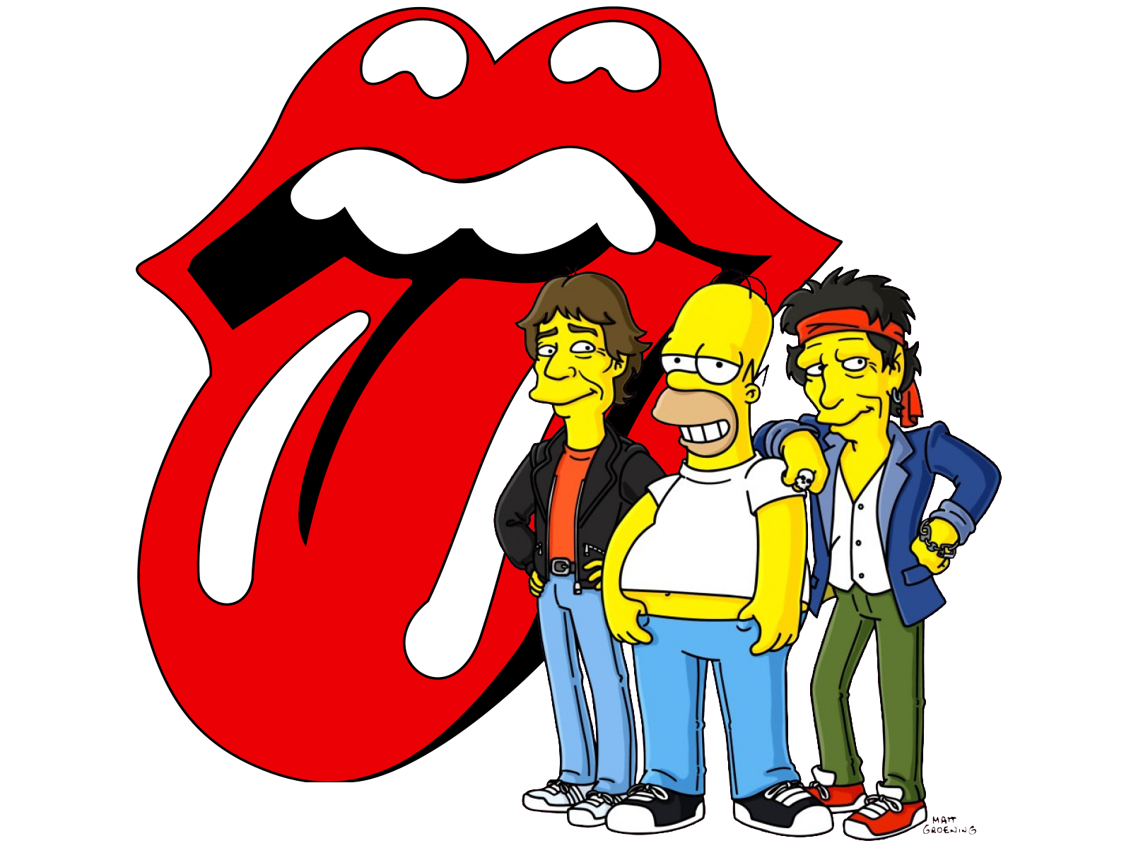 Rolling Stones Logo The Simpsons Homer Simpson Tongues Smiling Cartoon Mick Jagger Keith Richards Si 1600x1200
