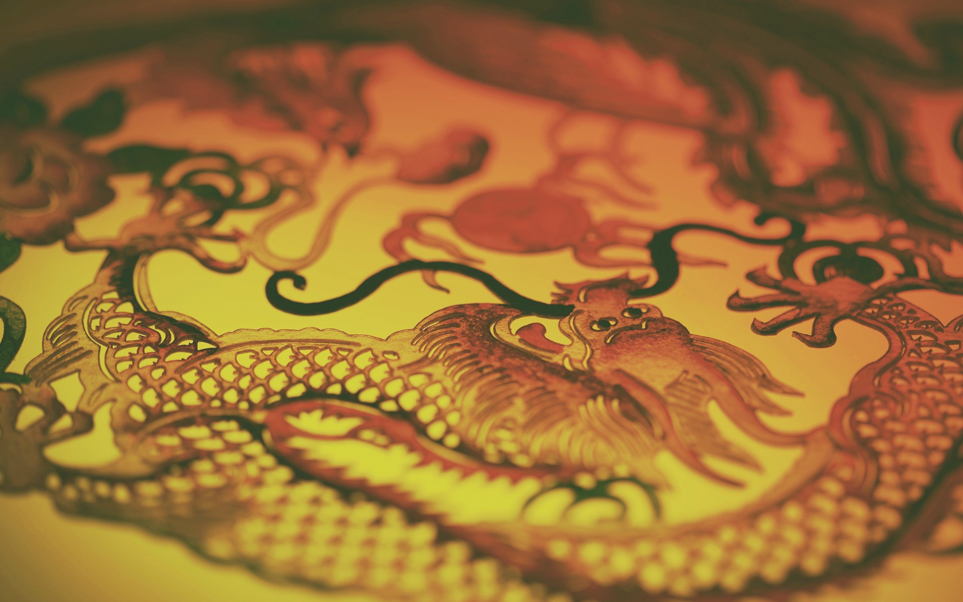 Asia Dragon Orange Artwork Serpent Yellow Scales 1920x1200