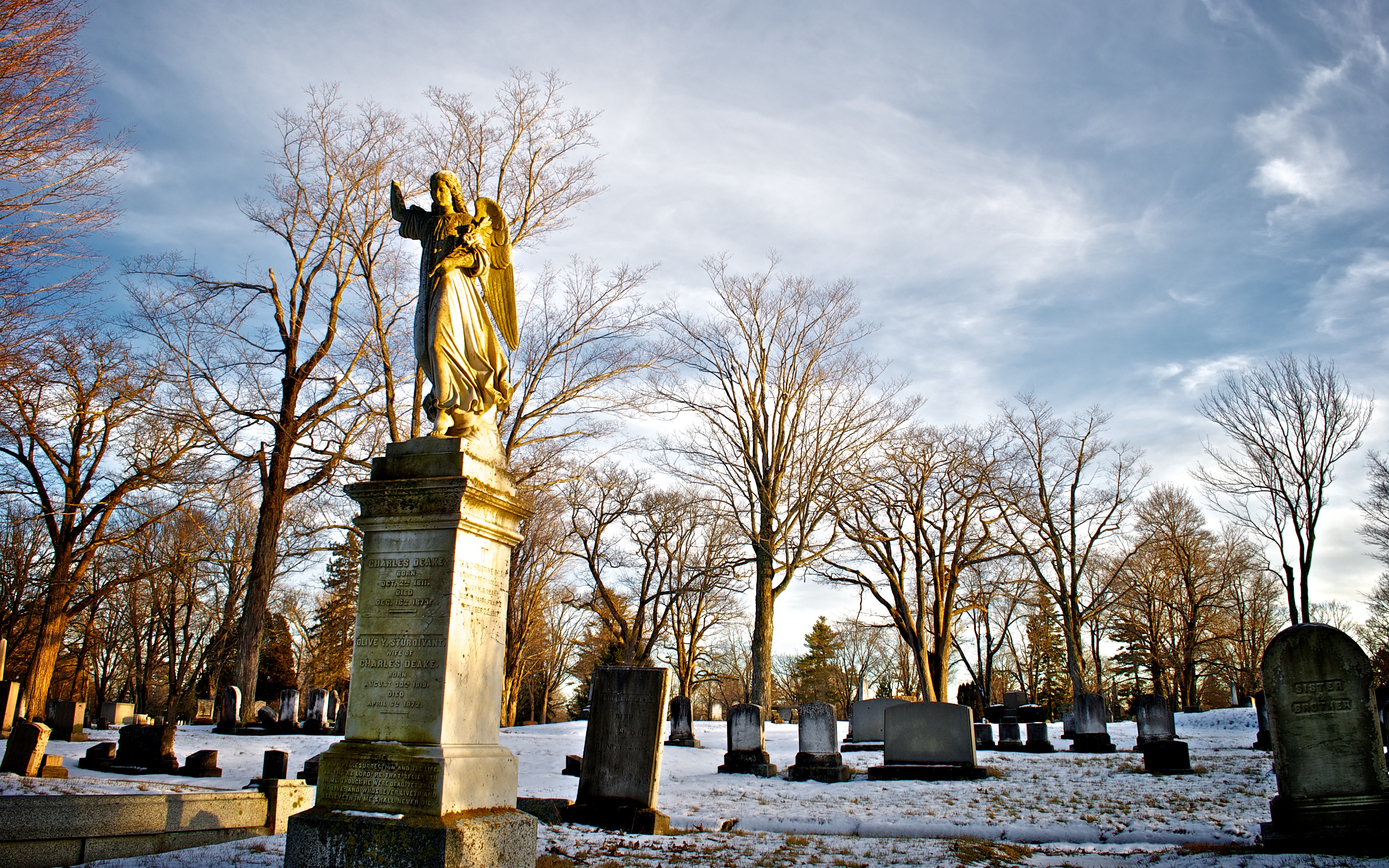 Winter Snow Cemetery Tombstone 3872x2420