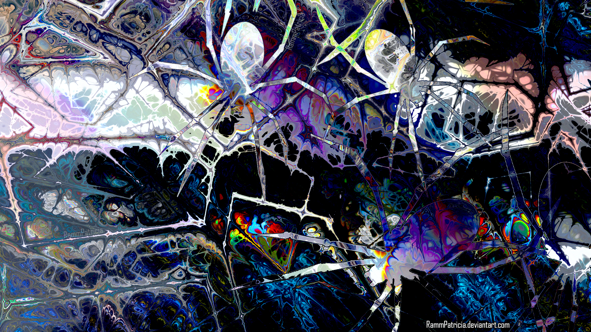 RammPatricia Digital Digital Art Abstract Colorful Spider Tarantula Iridescent Watermarked Trippy Ps 1920x1080