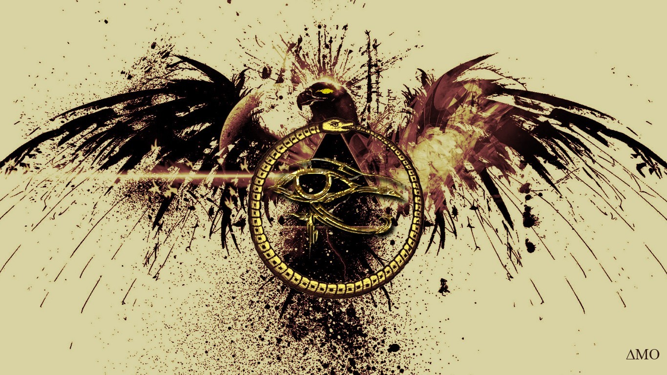 Eye Of Horus Birds Paint Splatter Ouroboros 1366x768