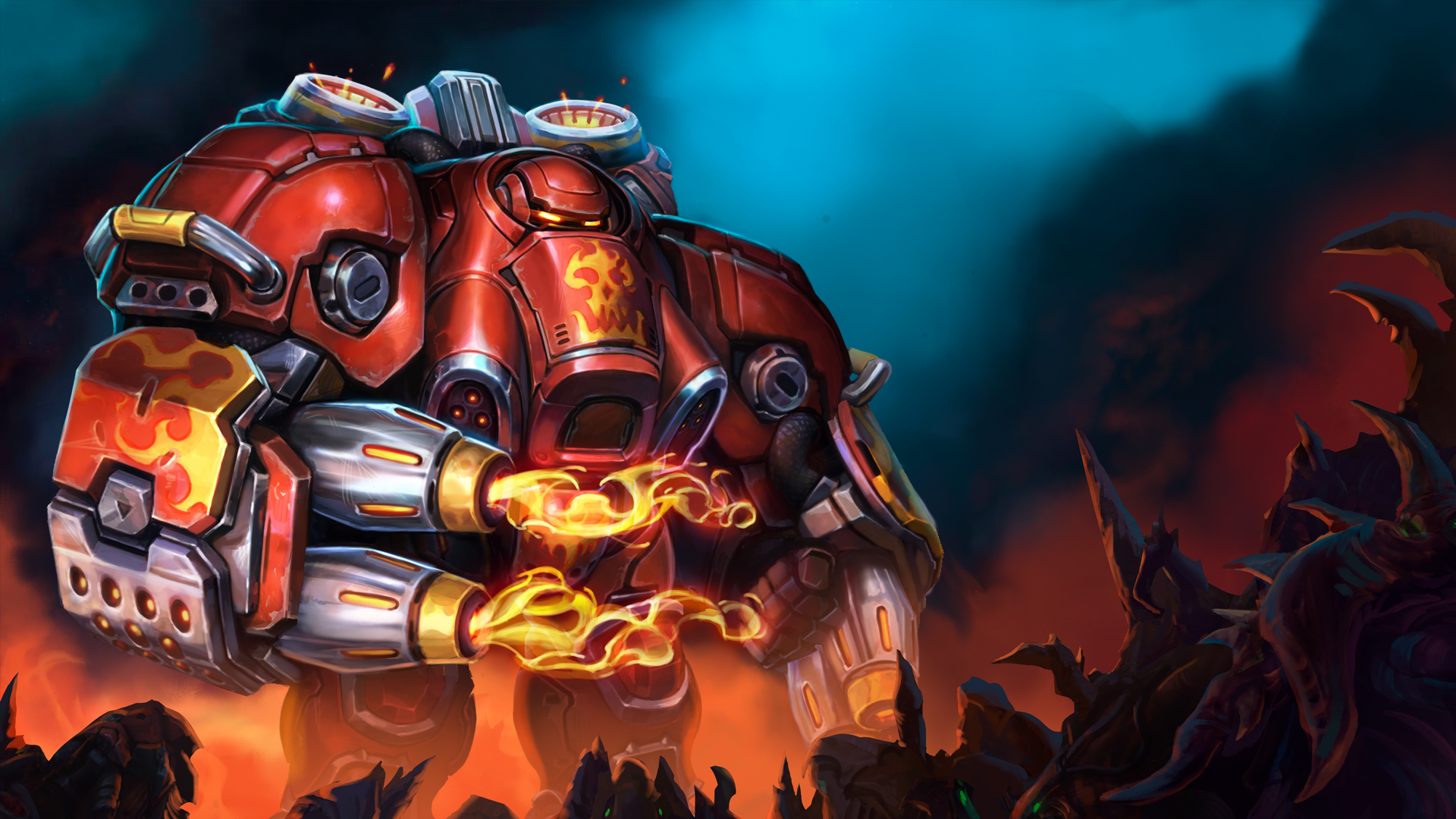 Heroes Of The Storm Video Games Digital Art Blizzard Entertainment Starcraft Ii Fire StarCraft Armou 1920x1080