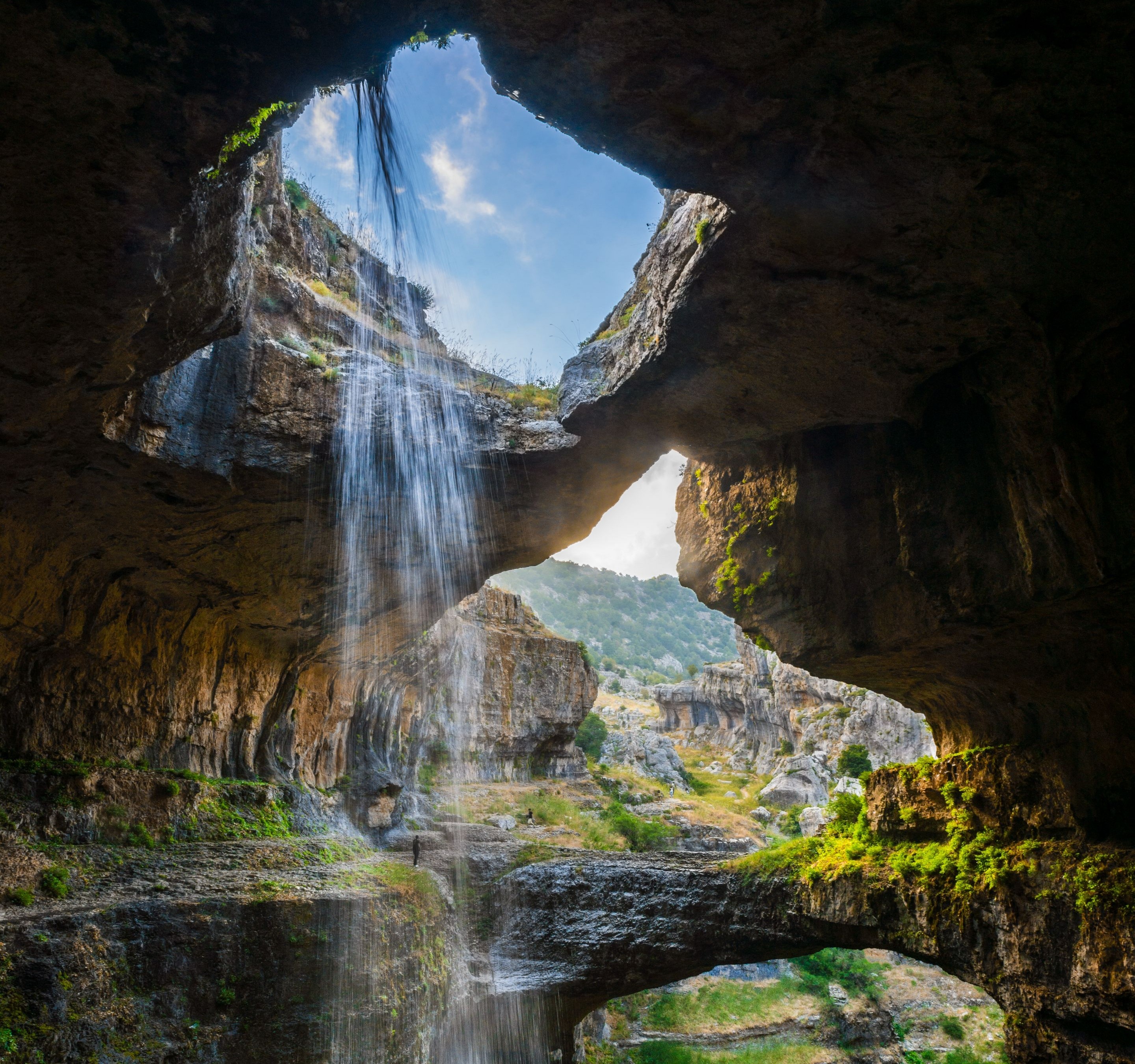 Cave Waterfall Gorge Lebanon Erosion Nature Nature Landscape 2880x2700