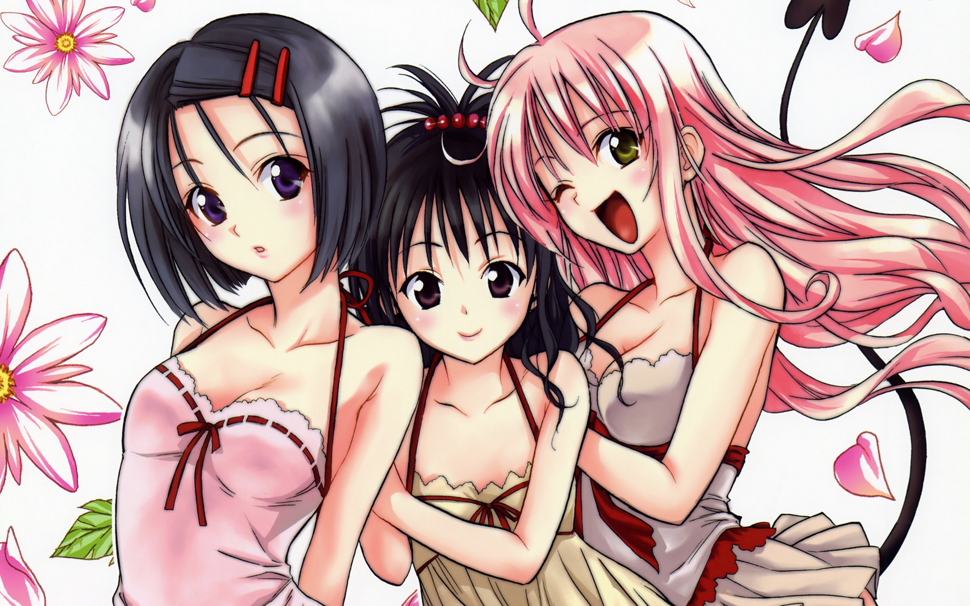 To Love Ru Anime Haruna Sairenji Mikan Yuuki Lala Satalin Deviluke Long Hair Short Hair Purple Hair  1920x1200