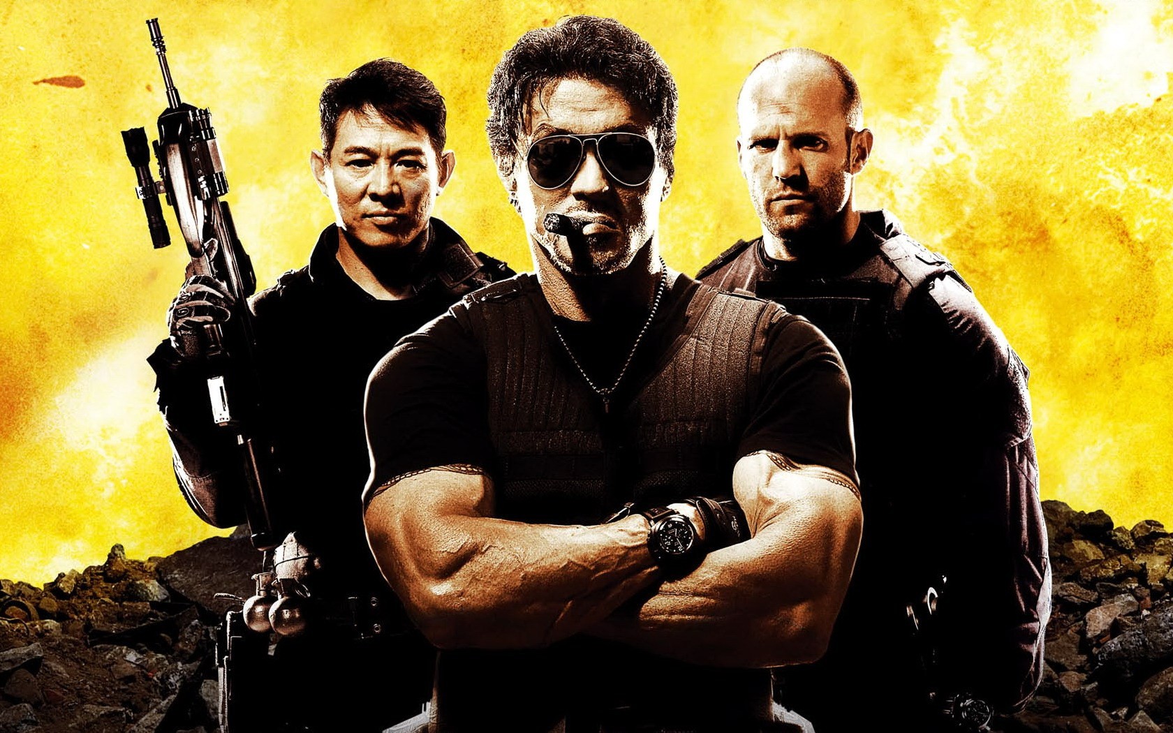 Barney Ross Sylvester Stallone The Expendables Lee Christmas Jason Statham Yin Yang The Expendables  1680x1050