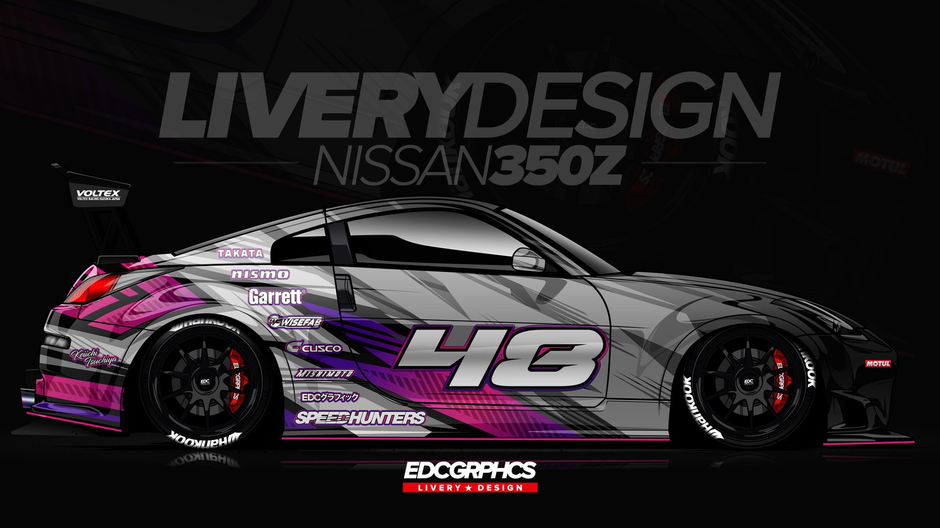 EDC Graphics Render Nissan 350Z Nissan JDM Japanese Cars Race Cars Side View Digital Art Car Vehicle 1920x1080