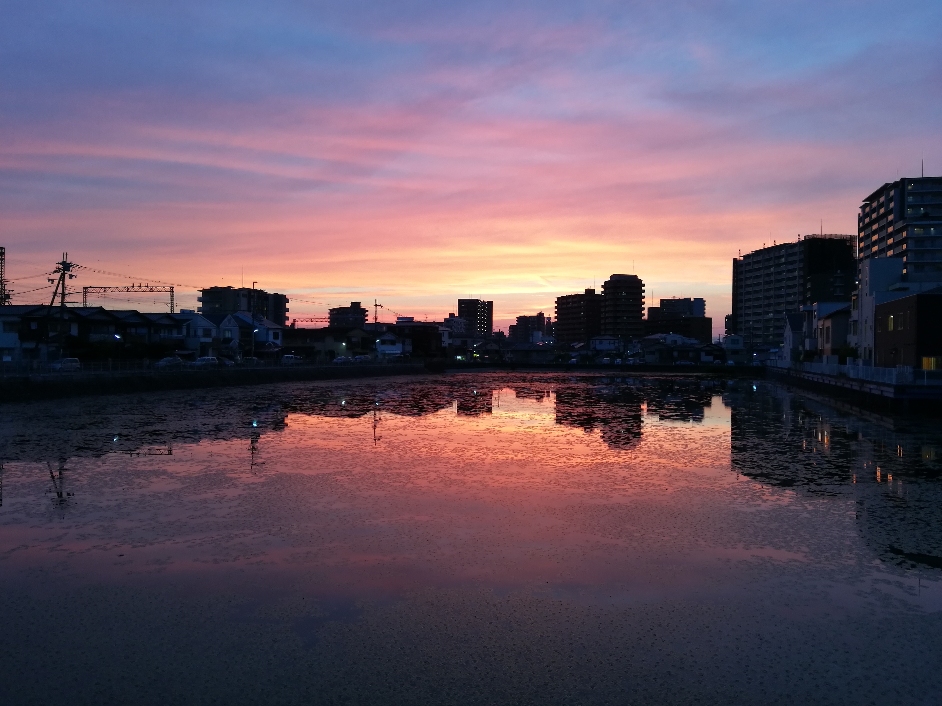 Sunset City City Japan Osaka Prefecture Reflection Reflection 3968x2976