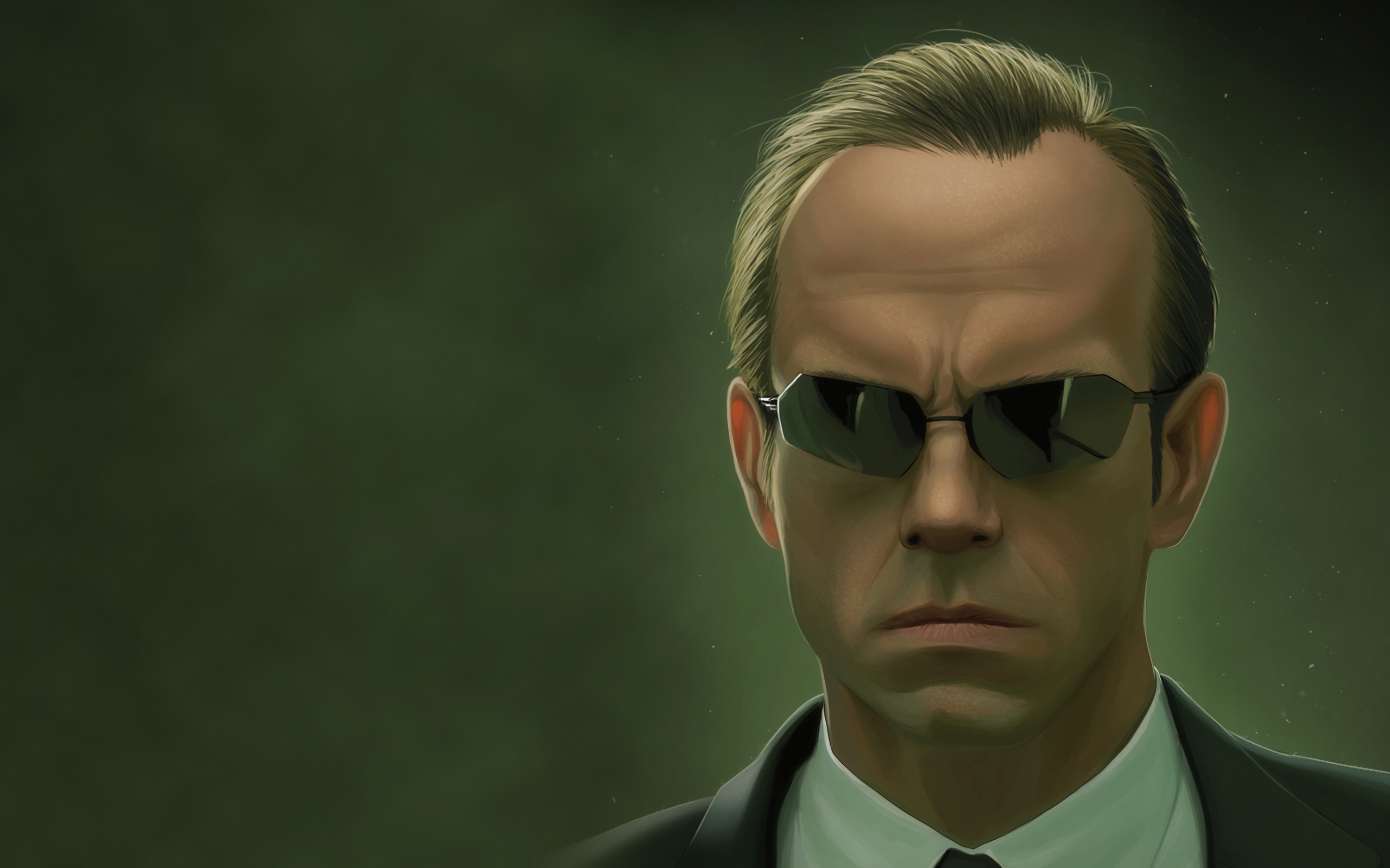 The Matrix Agent Smith Sunglasses Hugo Weaving Simple Background Movies Artwork Suits Tie Villains R 2560x1600