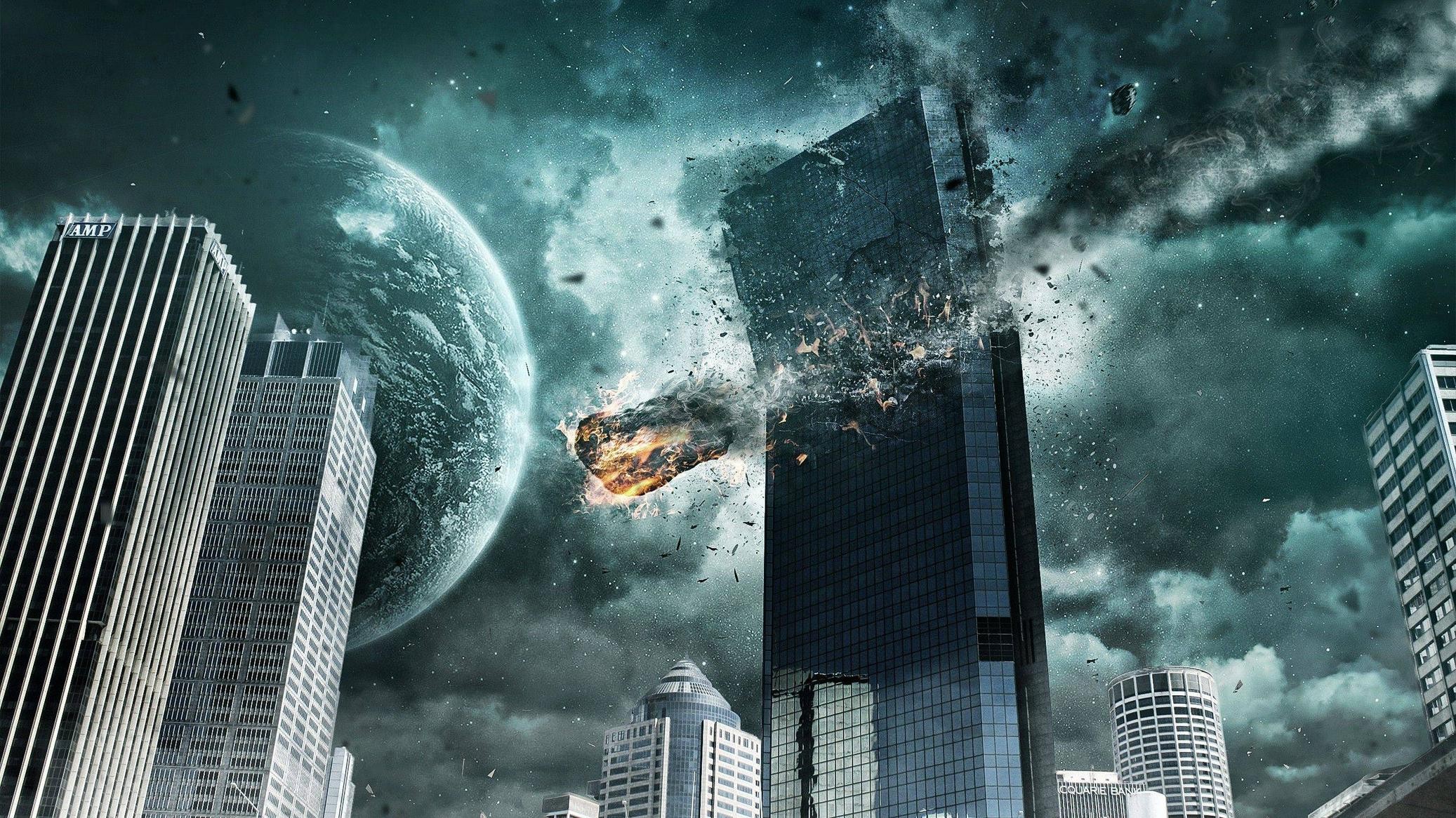 Science Fiction Disaster Meteorite Digital Art Planet 2074x1166