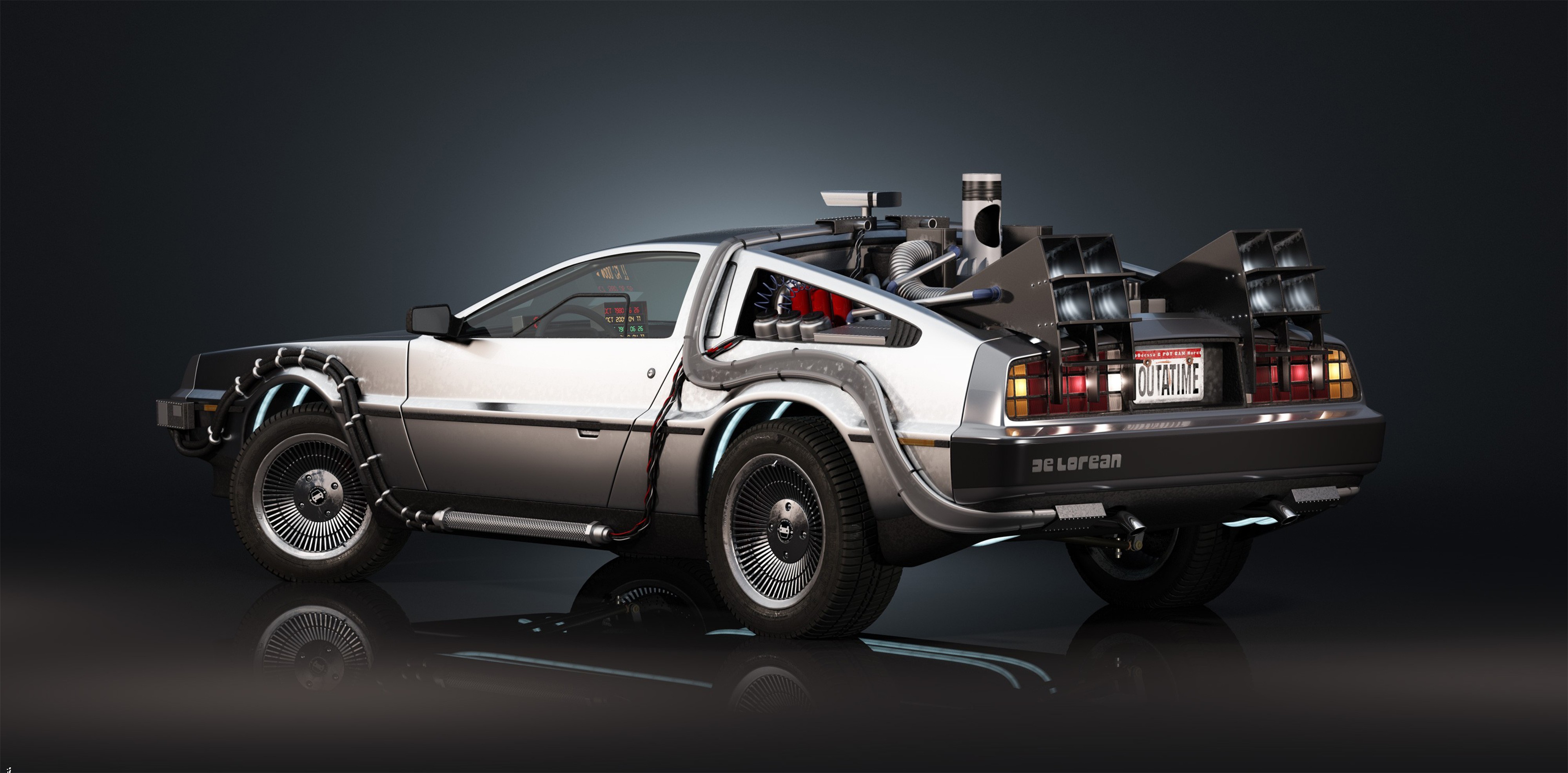 Back To The Future Science Fiction Science Fiction DeLorean Movies Time Travel Car Vehicle Time Mach 4000x1973