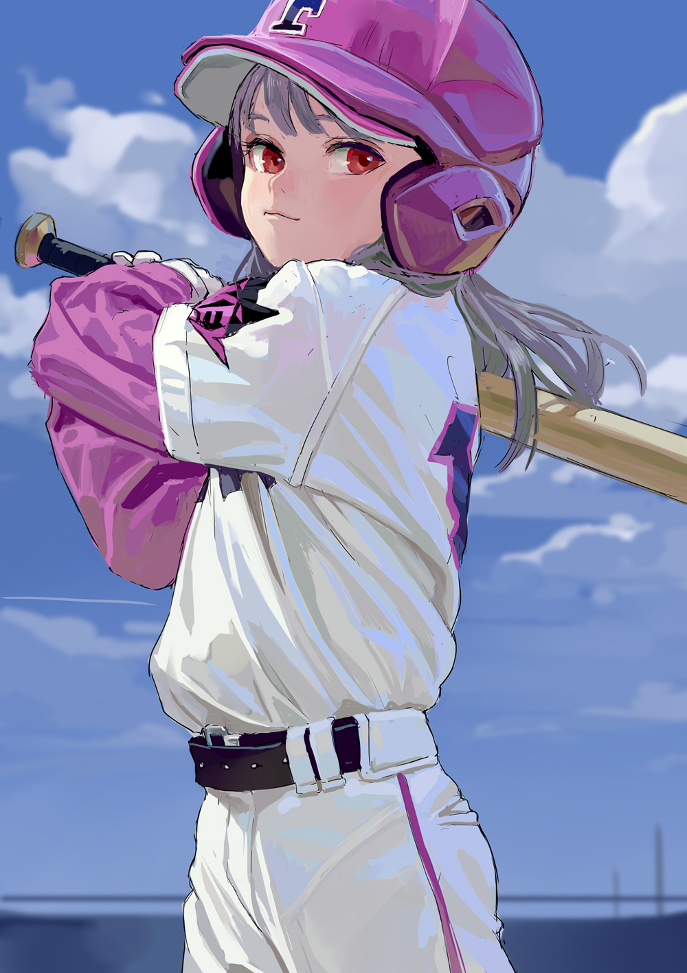 Anime Anime Girls FKEY Baseball Red Eyes 1000x1415