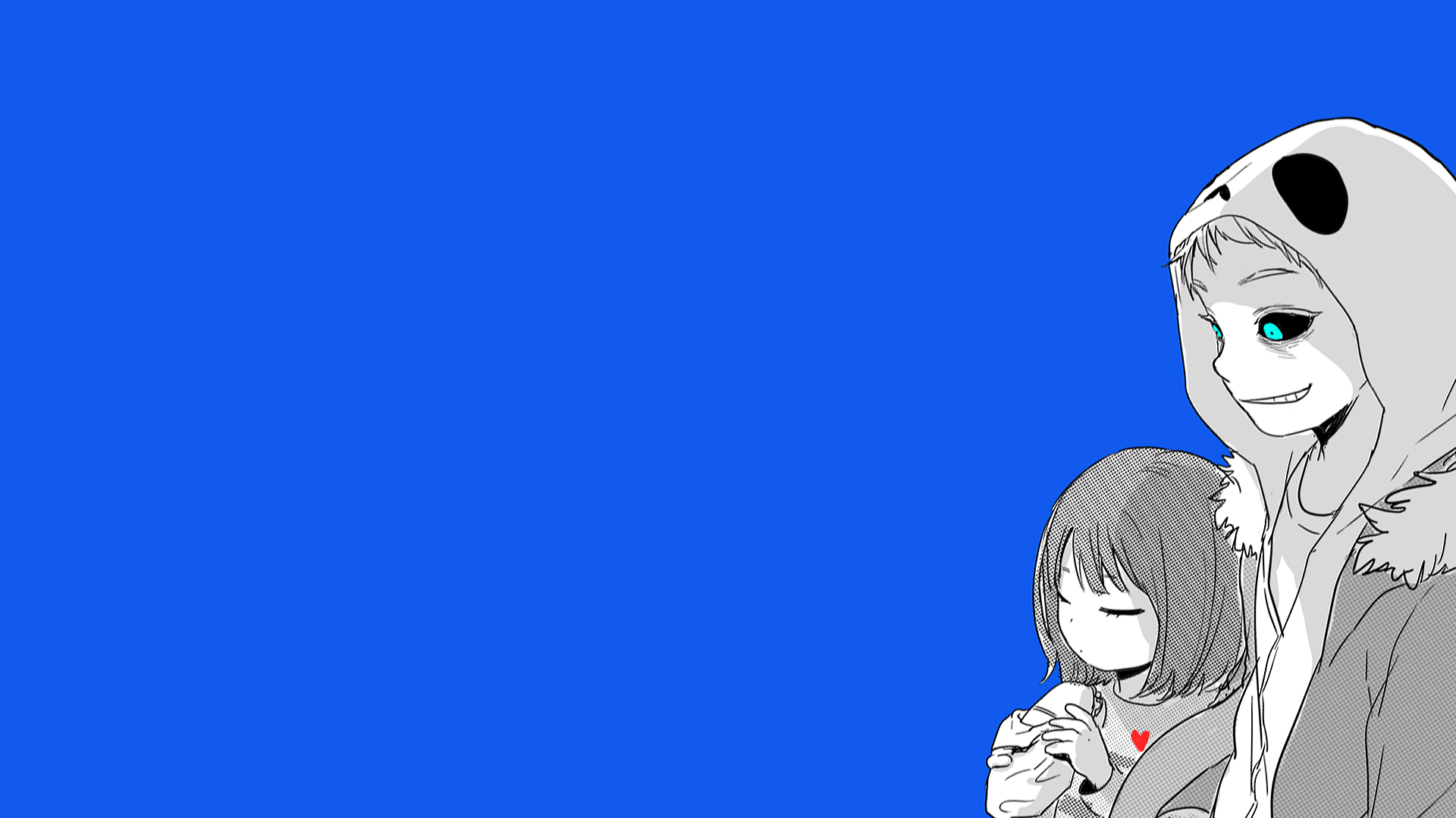 Undertale Sans Frisk Blue Eyes Anthropomorphism Sandwich Simple Background Hoods 1920x1080