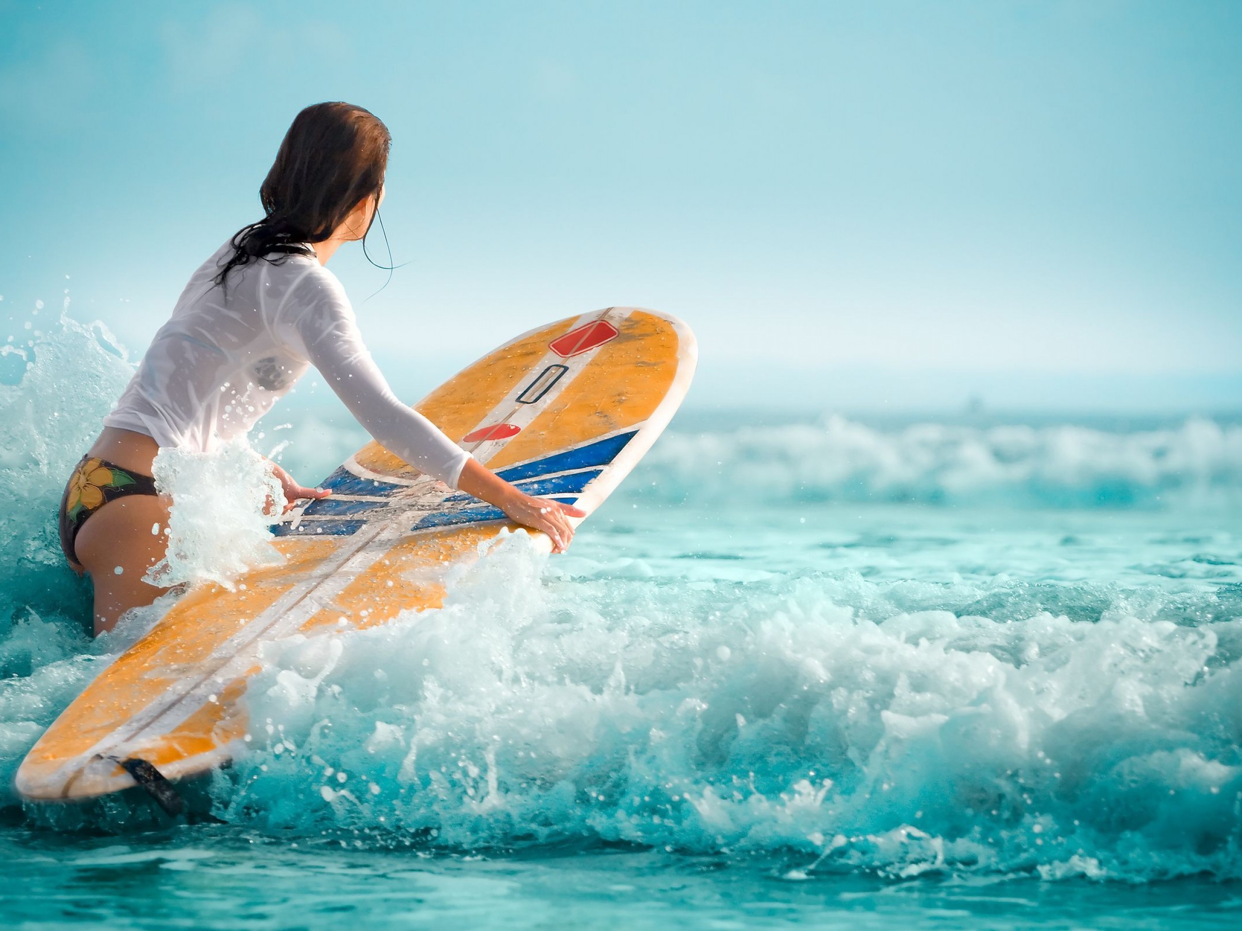 Bikini Woman Surfboard 2560x1920