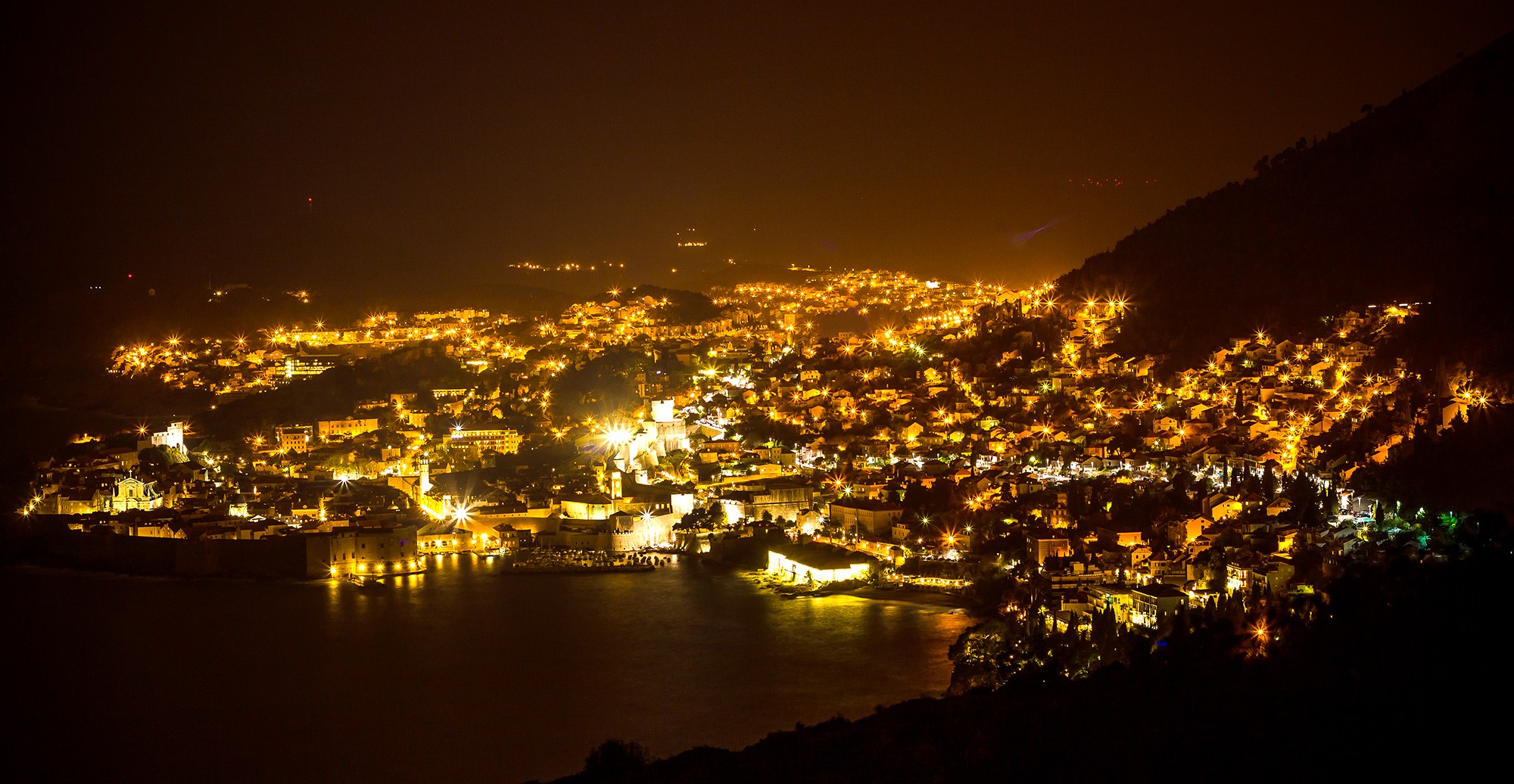 Dubrovnik City City Lights Aerial View Cityscape 2000x1036