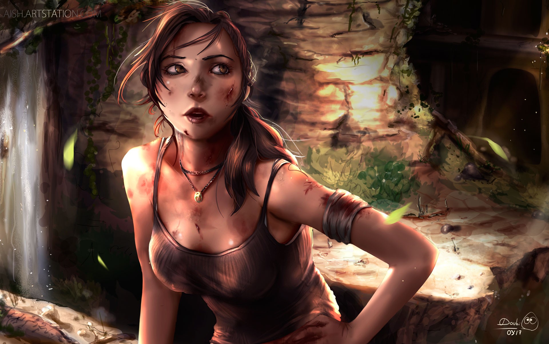 DoubiDoubi Lara Croft Tomb Raider Drawing 1920x1204