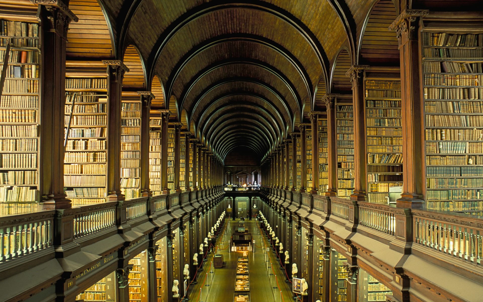 Books Library Architecture Shelves Ireland Dublin College Trinity College Library Library 1920x1200